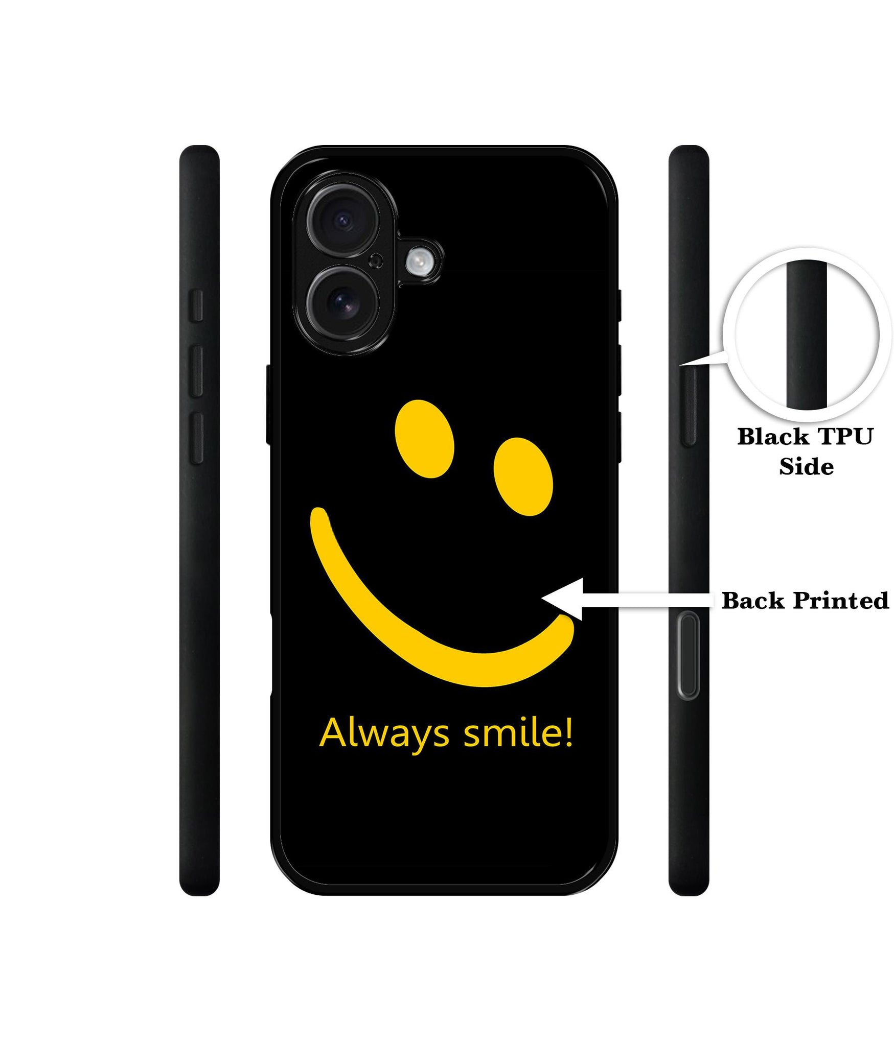 Always Smile Quote Design Designer 2D Printed Back Case Cover for Apple iPhone 16 Plus