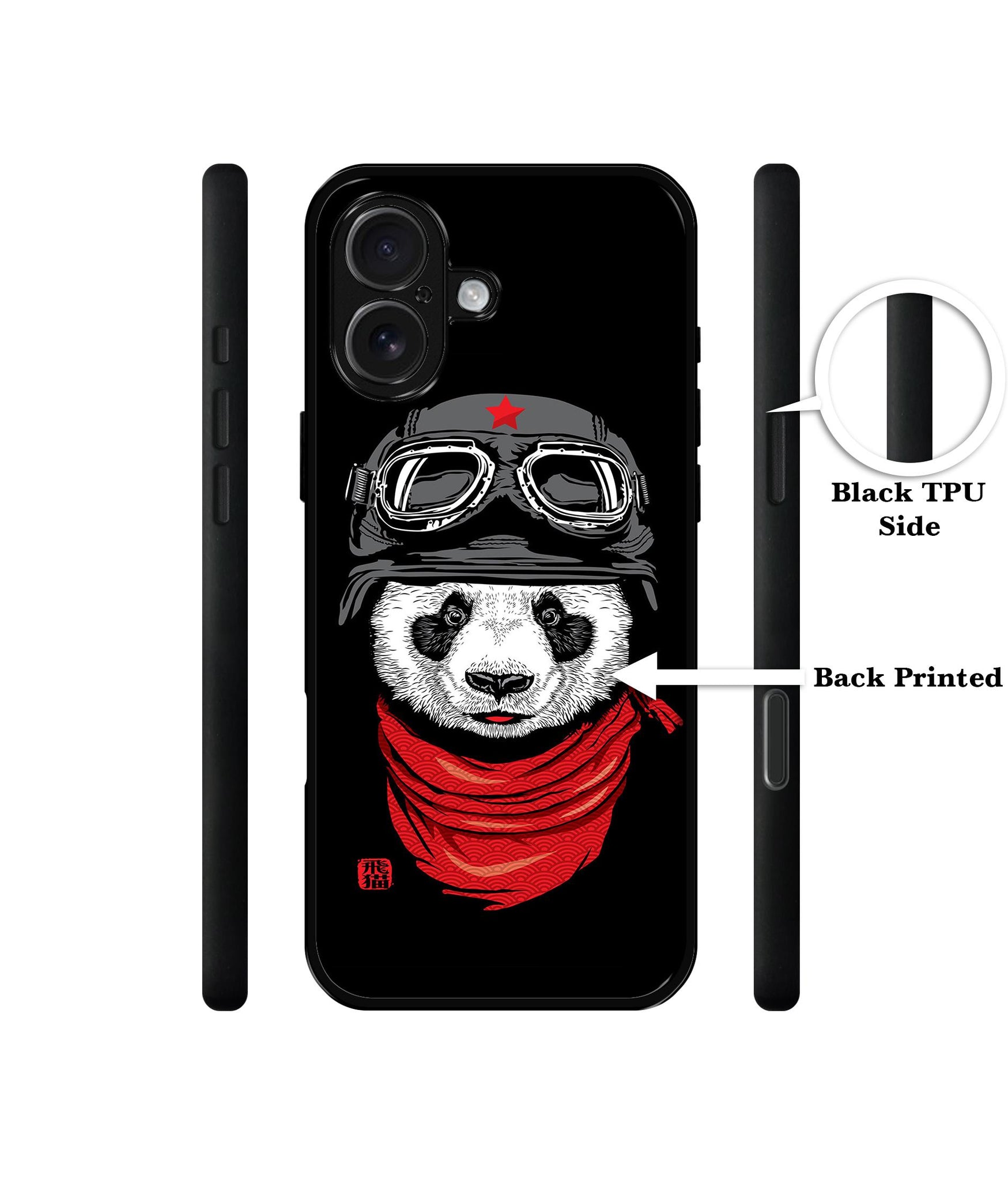 Biker Panda Design Designer 2D Printed Back Case Cover for Apple iPhone 16 Plus