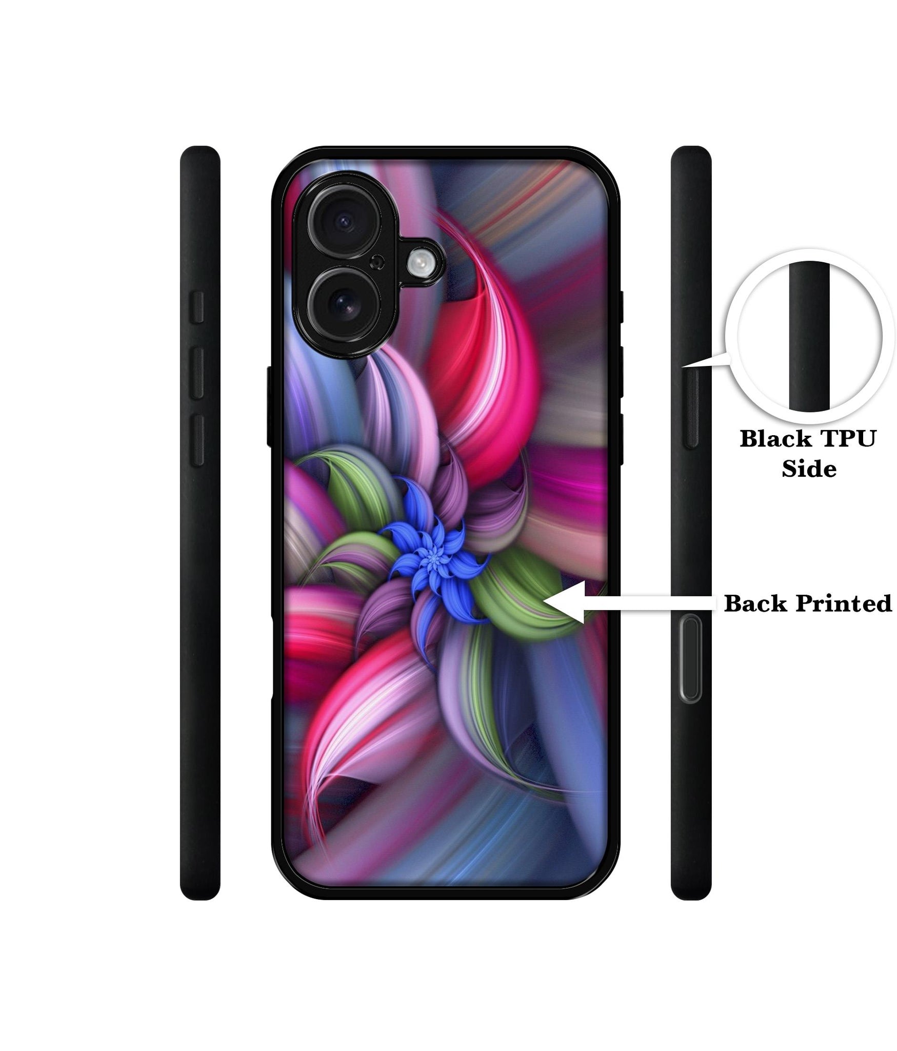 Colorful Flower Design Designer 2D Printed Back Case Cover for Apple iPhone 16 Plus