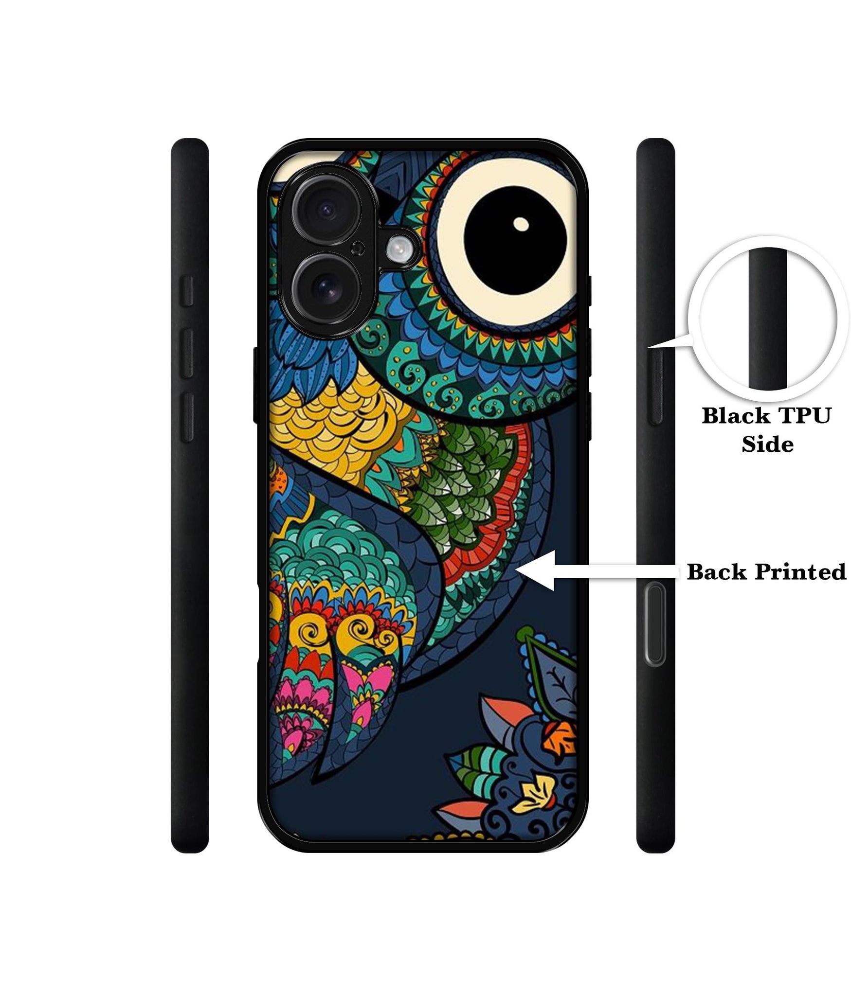 Owl Illustration Design Designer 2D Printed Back Case Cover for Apple iPhone 16 Plus