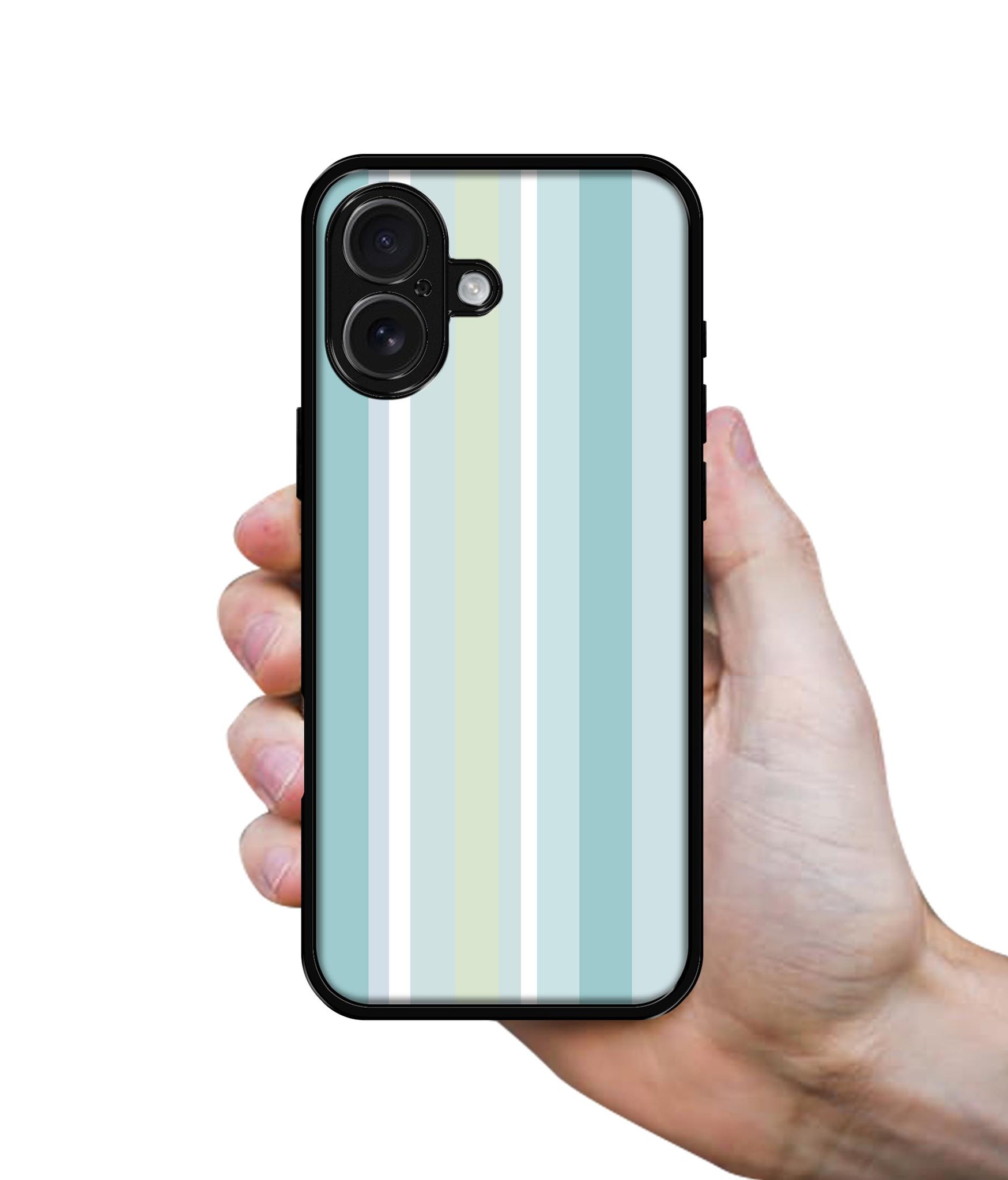 Light Green Stripes Design Designer 2D Printed Back Case Cover for Apple iPhone 16 Plus