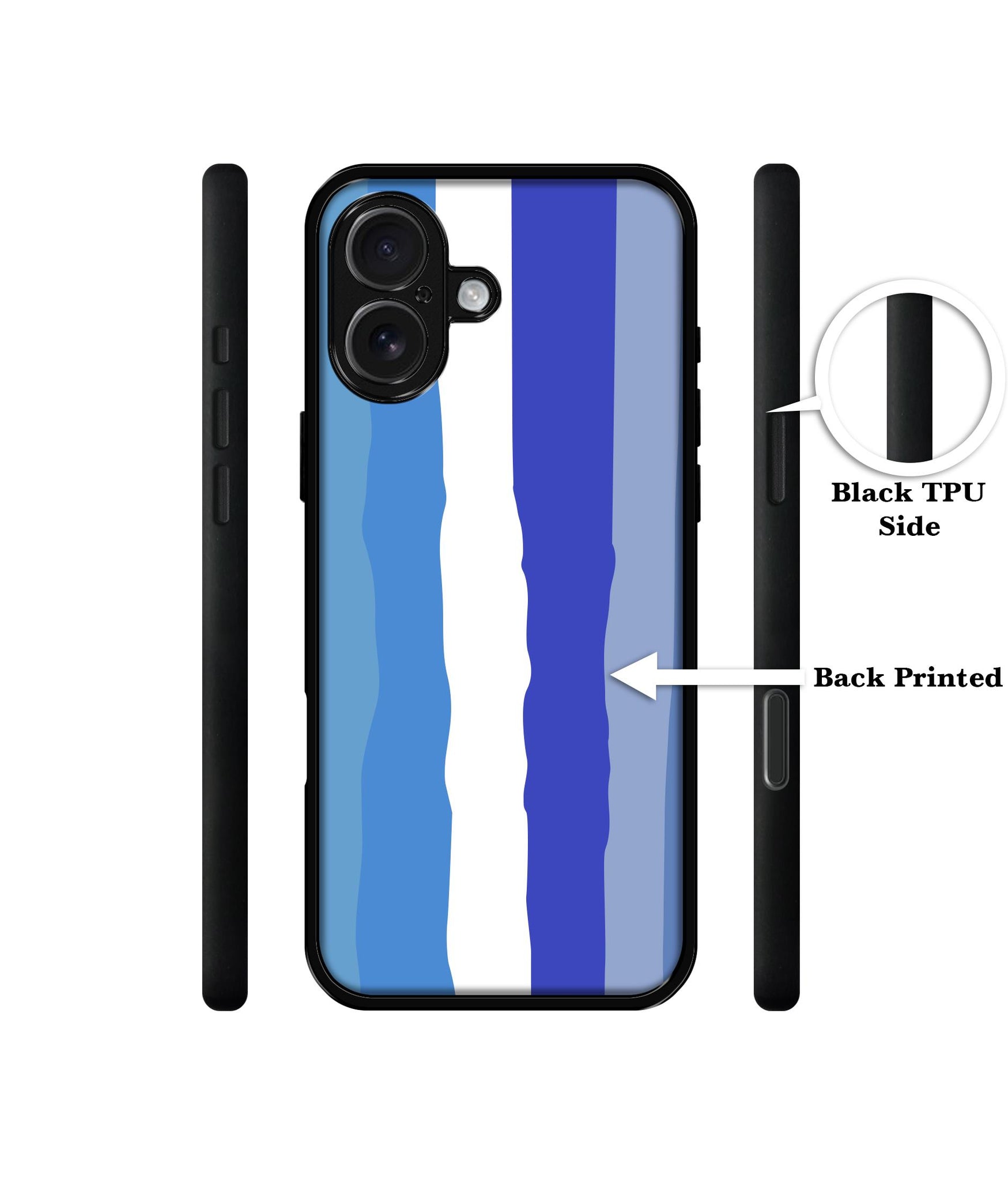 Blue Stripes Rainbow Design Designer 2D Printed Back Case Cover for Apple iPhone 16 Plus