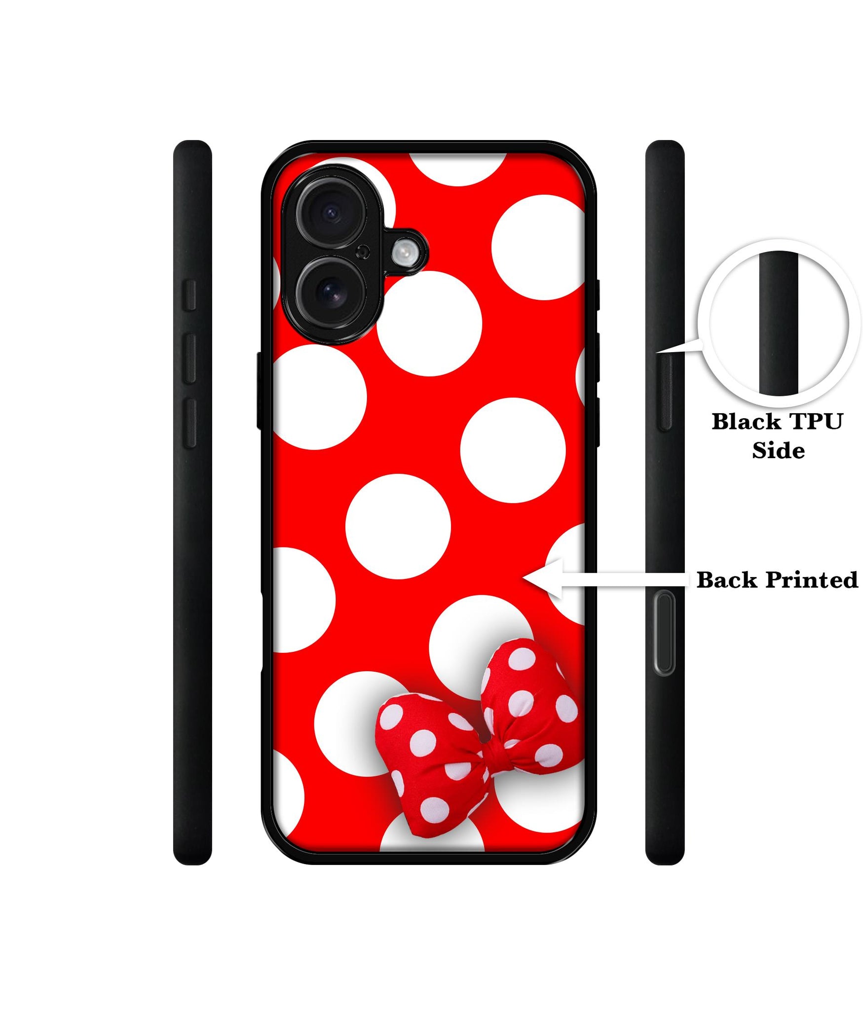 Red Polka Dots Design Designer 2D Printed Back Case Cover for Apple iPhone 16 Plus