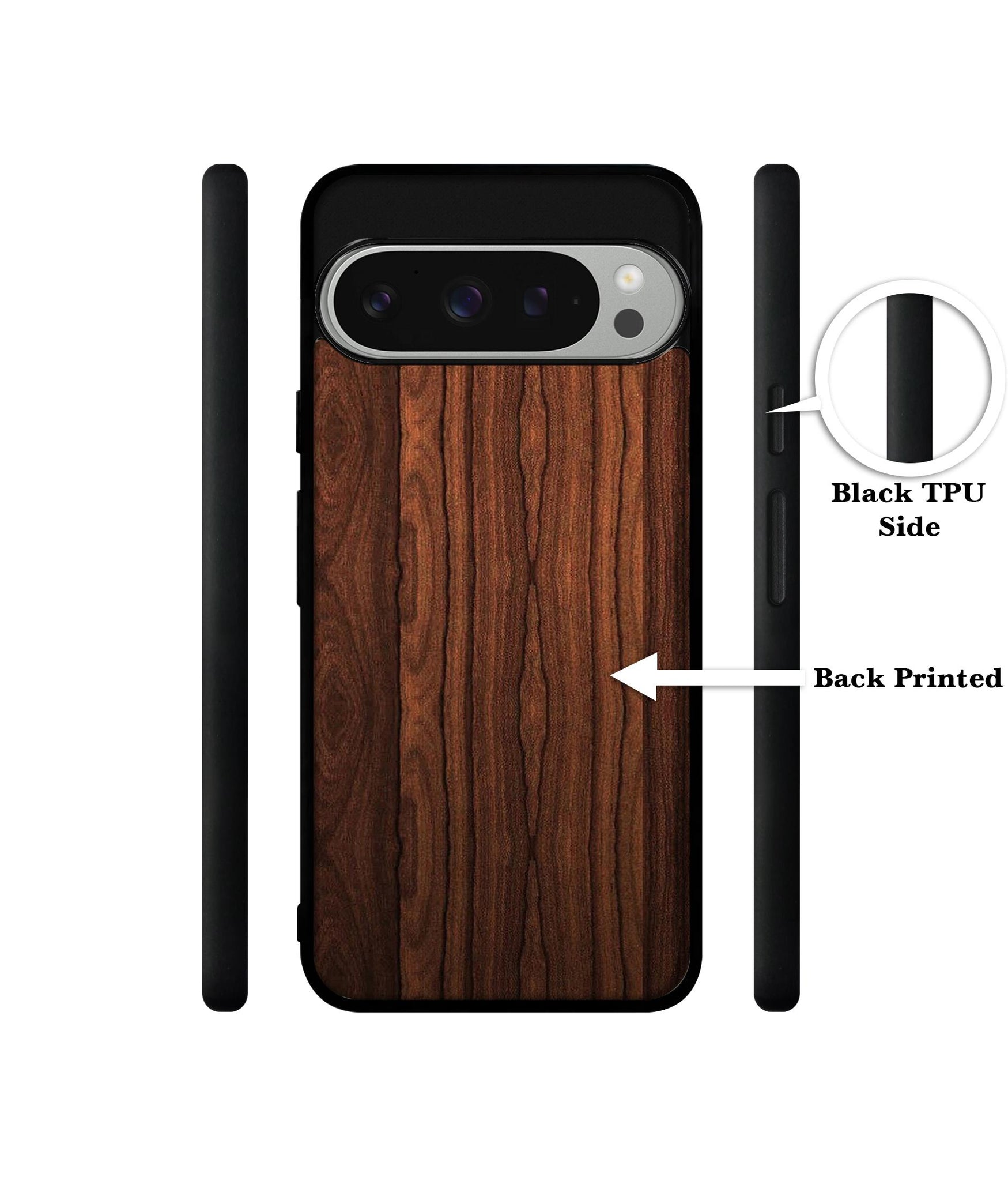 Brown Wooden Texture Design Designer 2D Printed Back Case Cover for Google Pixel 9 Pro 5G