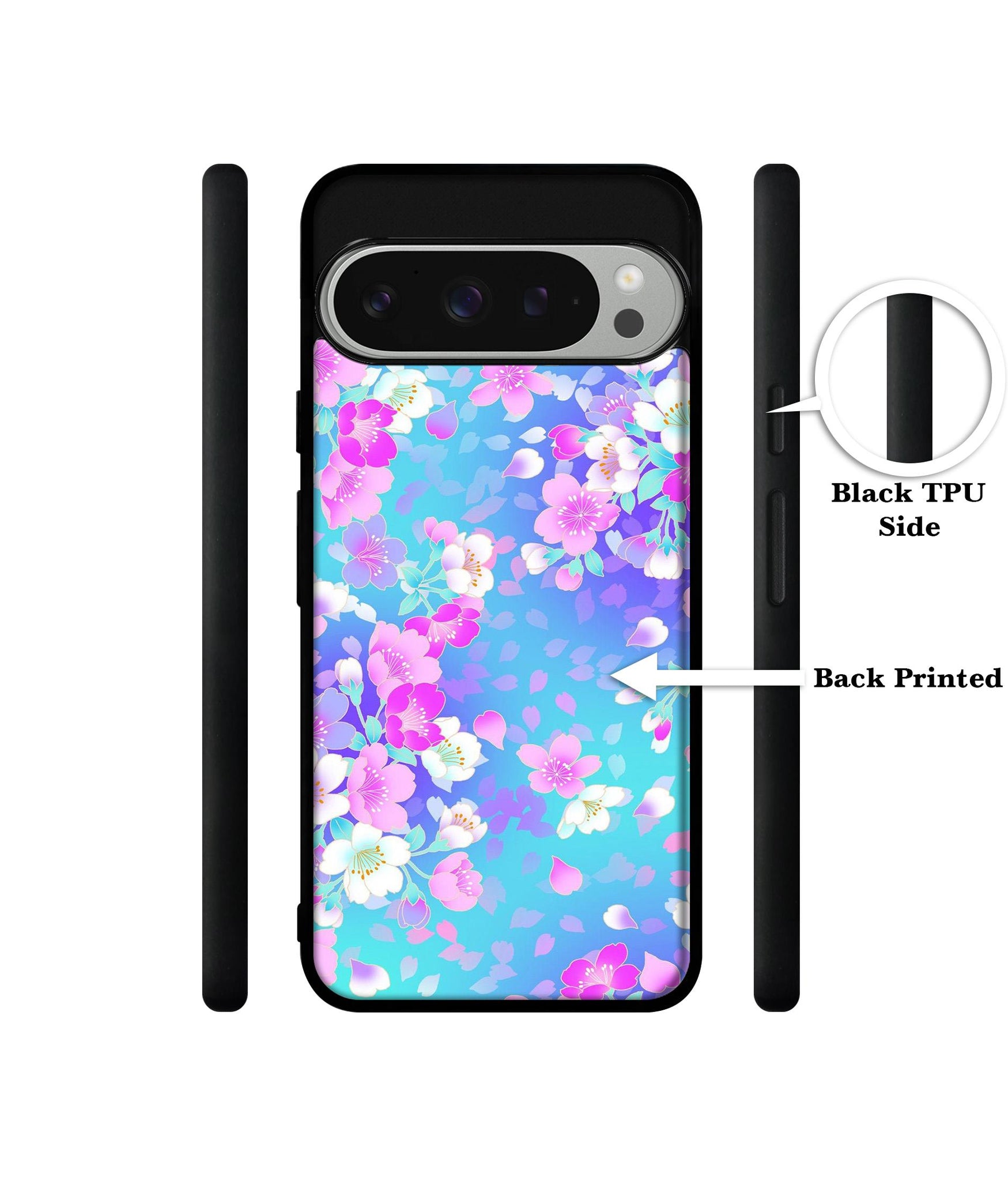 Floral Blue Pattern Design Designer 2D Printed Back Case Cover for Google Pixel 9 Pro 5G
