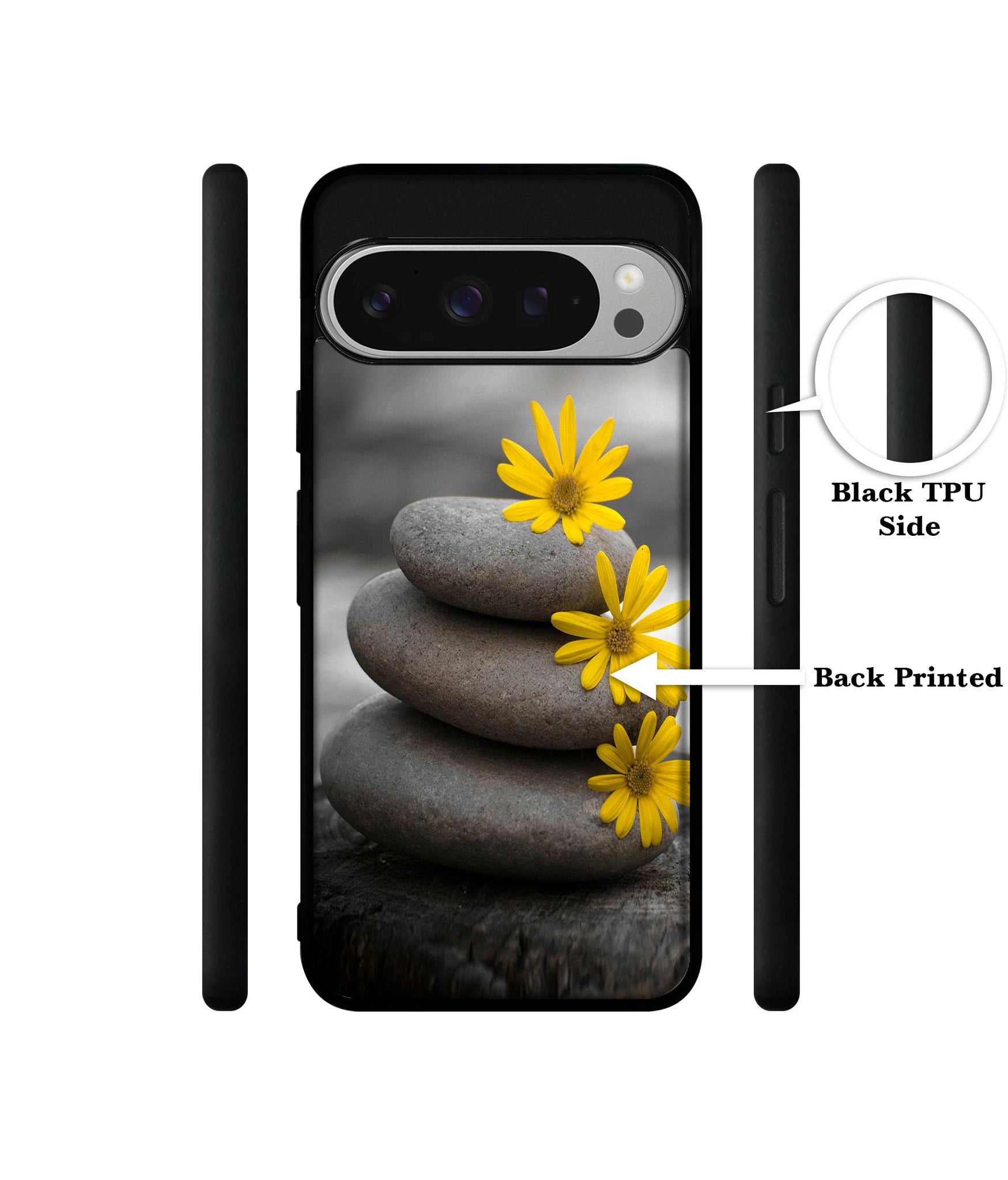 Stones And Flower Design Designer 2D Printed Back Case Cover for Google Pixel 9 Pro 5G