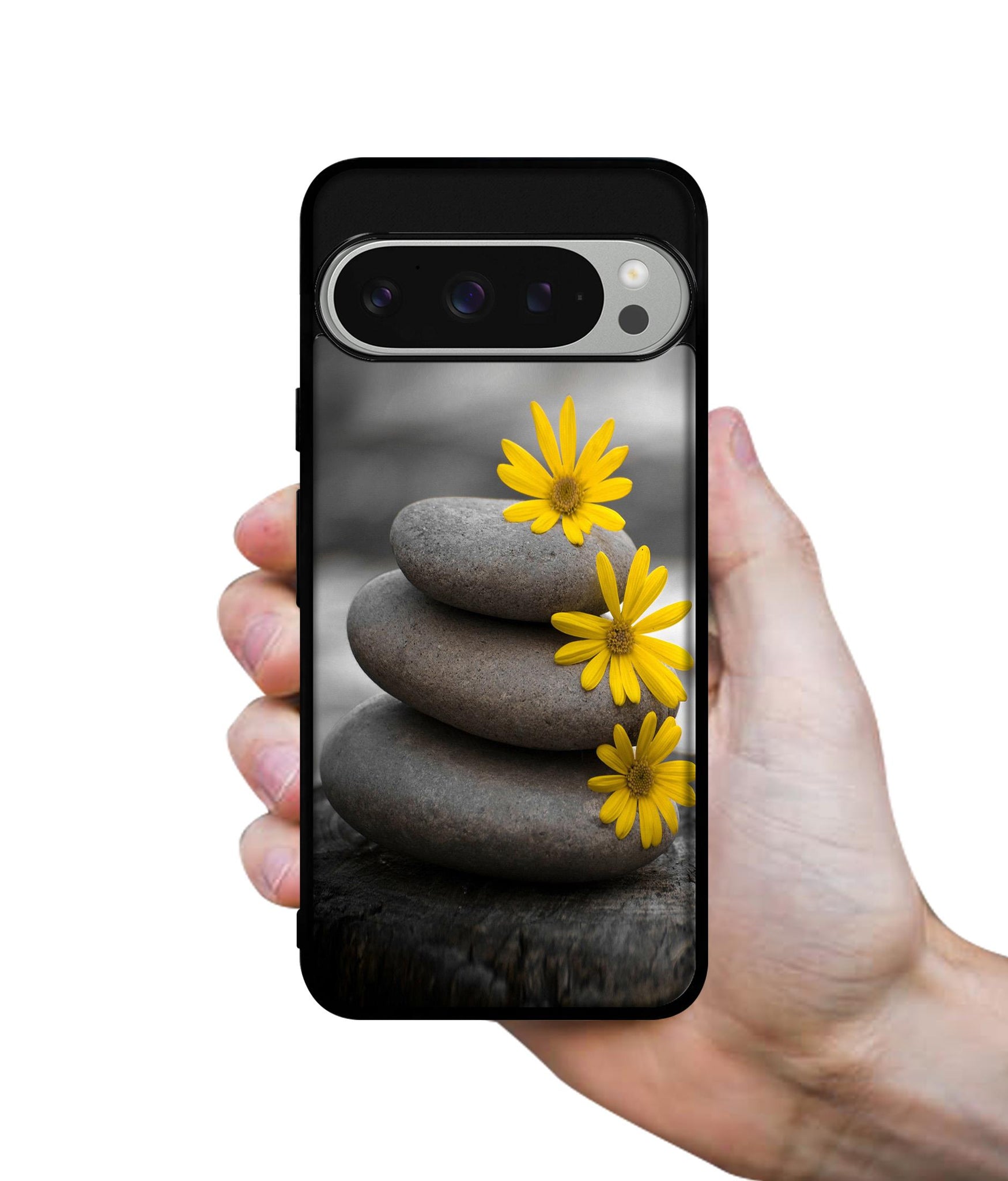 Stones And Flower Design Designer 2D Printed Back Case Cover for Google Pixel 9 Pro 5G