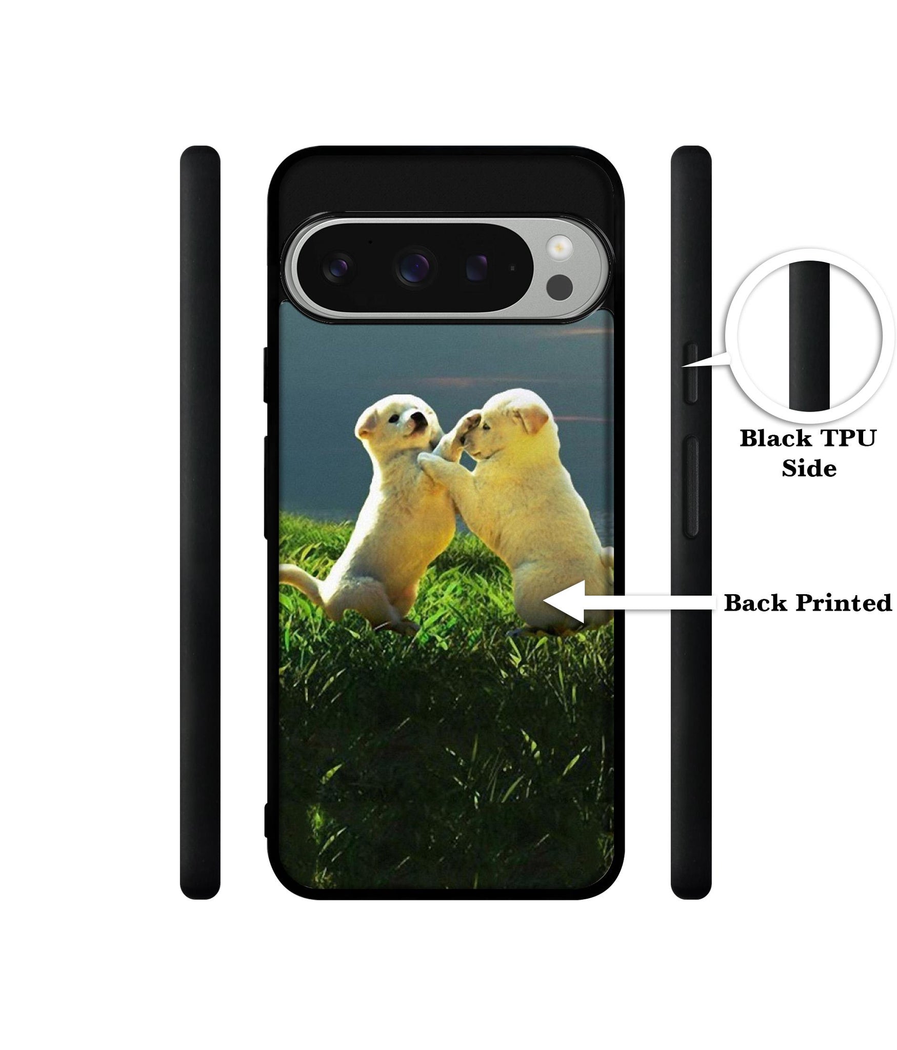 Puppy Couple Sunset Design Designer 2D Printed Back Case Cover for Google Pixel 9 Pro 5G