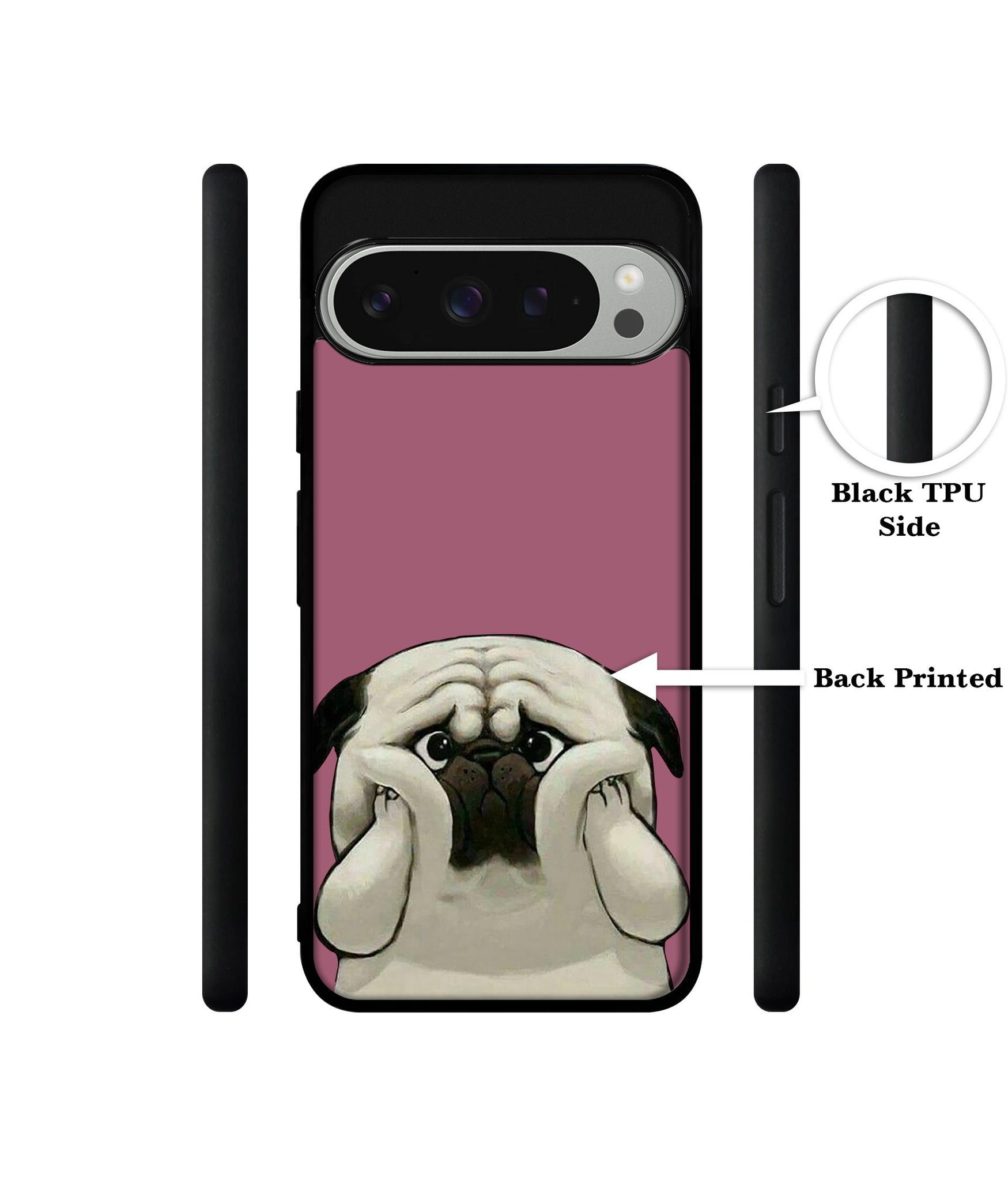 Cute Pug Holding Big Cheeks Design Designer 2D Printed Back Case Cover for Google Pixel 9 Pro 5G