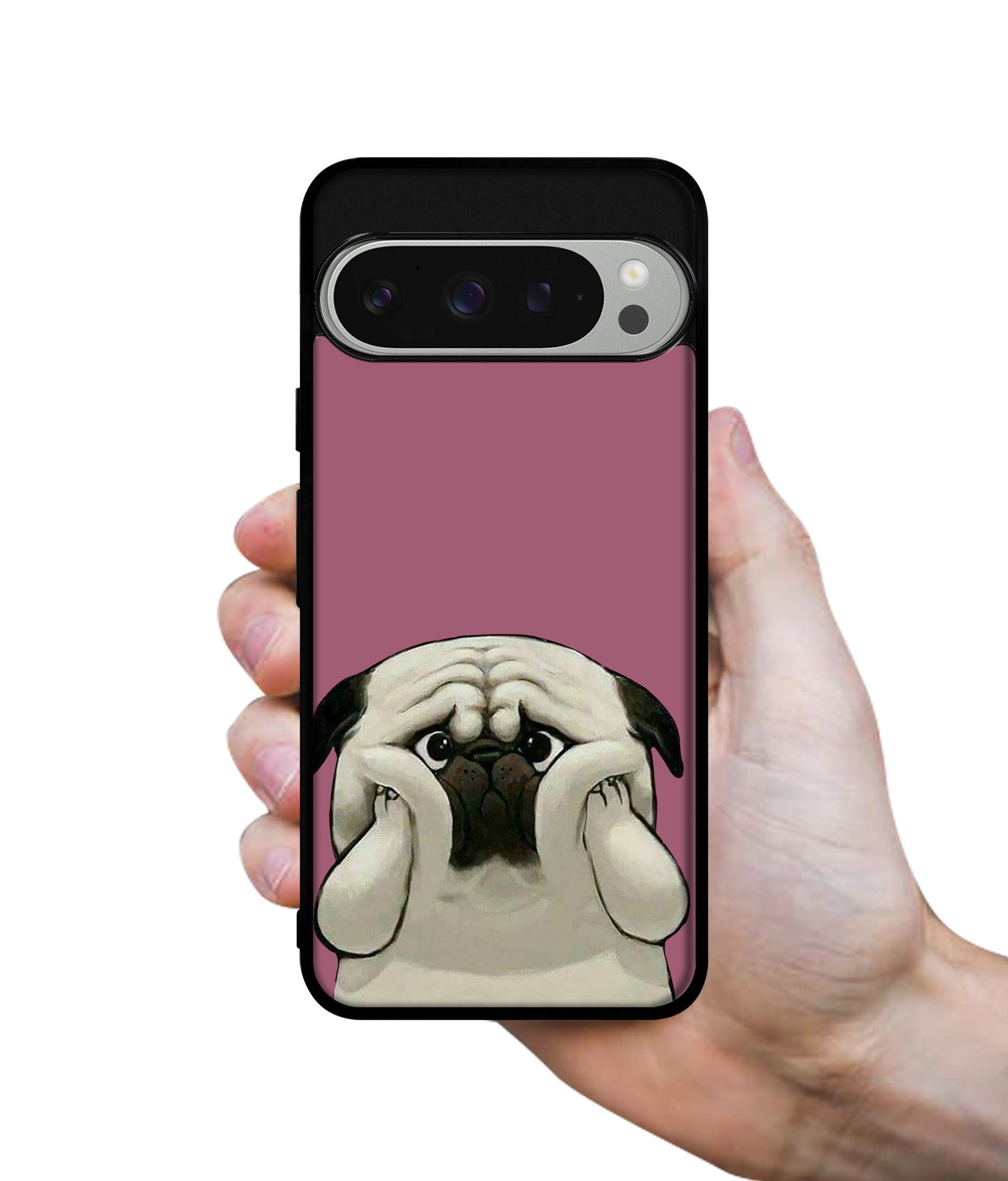 Cute Pug Holding Big Cheeks Design Designer 2D Printed Back Case Cover for Google Pixel 9 Pro 5G