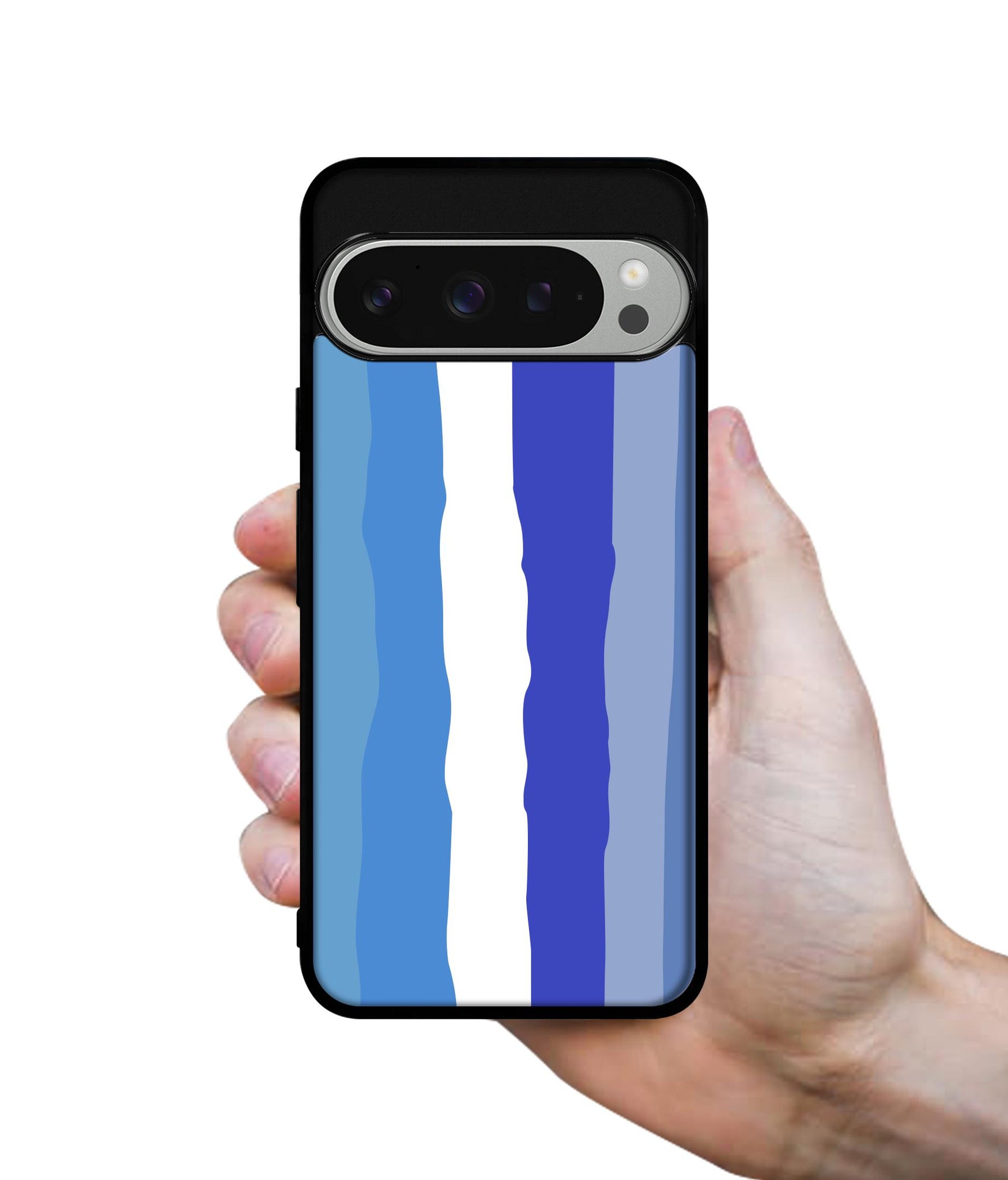 Blue Stripes Rainbow Design Designer 2D Printed Back Case Cover for Google Pixel 9 Pro 5G