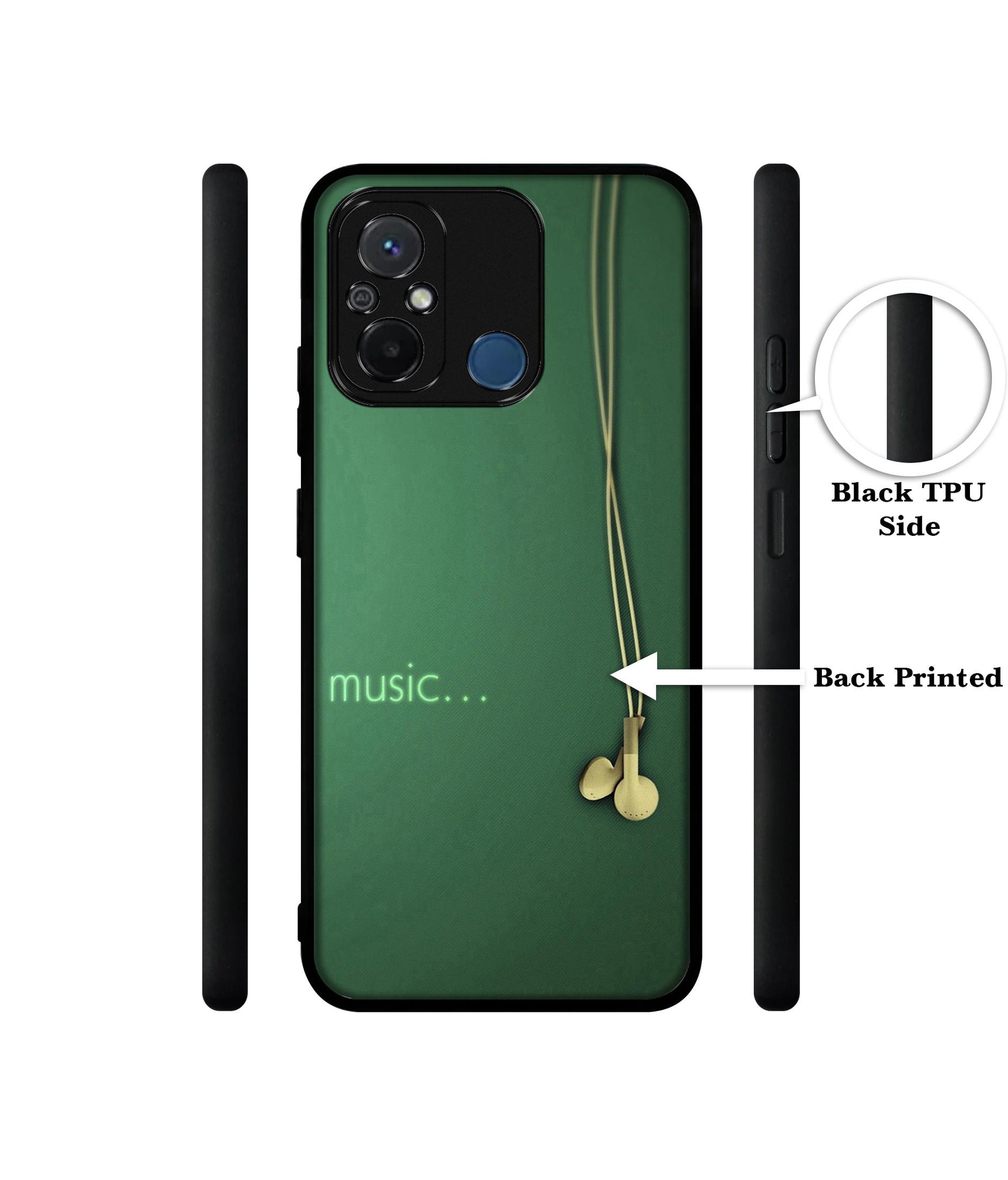 Headphone Music Design Designer 2D Printed Back Case Cover for Mi Redmi 12C 4G / Poco C55 4G