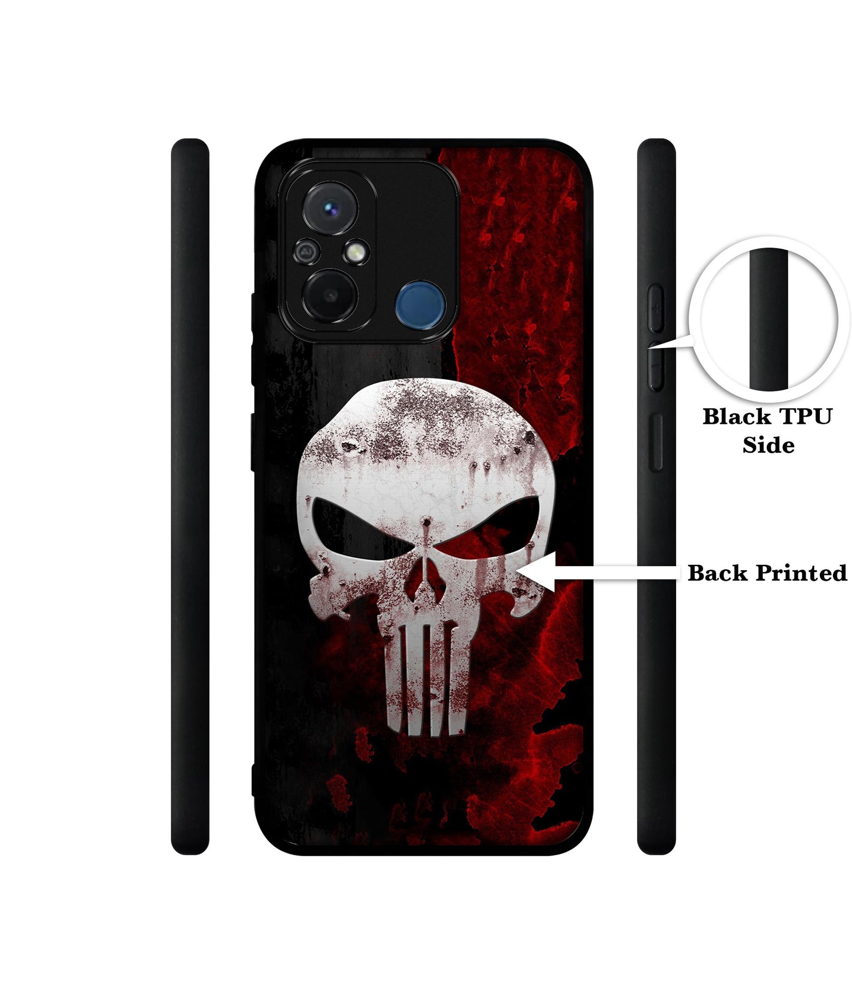 Punisher Skull Design Designer 2D Printed Back Case Cover for Mi Redmi 12C 4G / Poco C55 4G