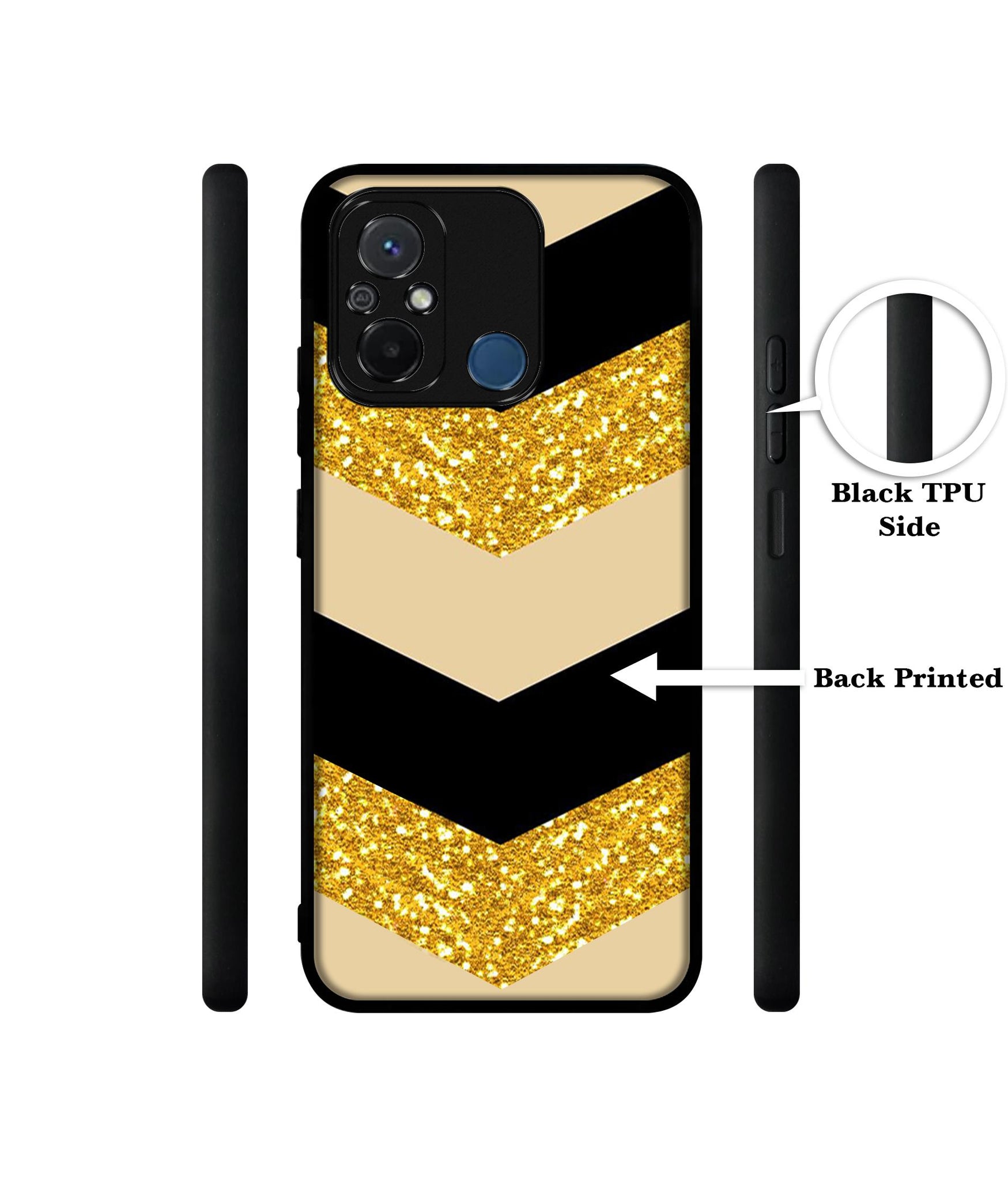 Black & Gold Design Designer 2D Printed Back Case Cover for Mi Redmi 12C 4G / Poco C55 4G