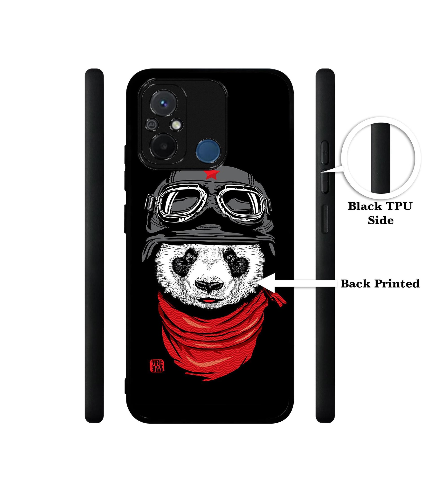Biker Panda Design Designer 2D Printed Back Case Cover for Mi Redmi 12C 4G / Poco C55 4G