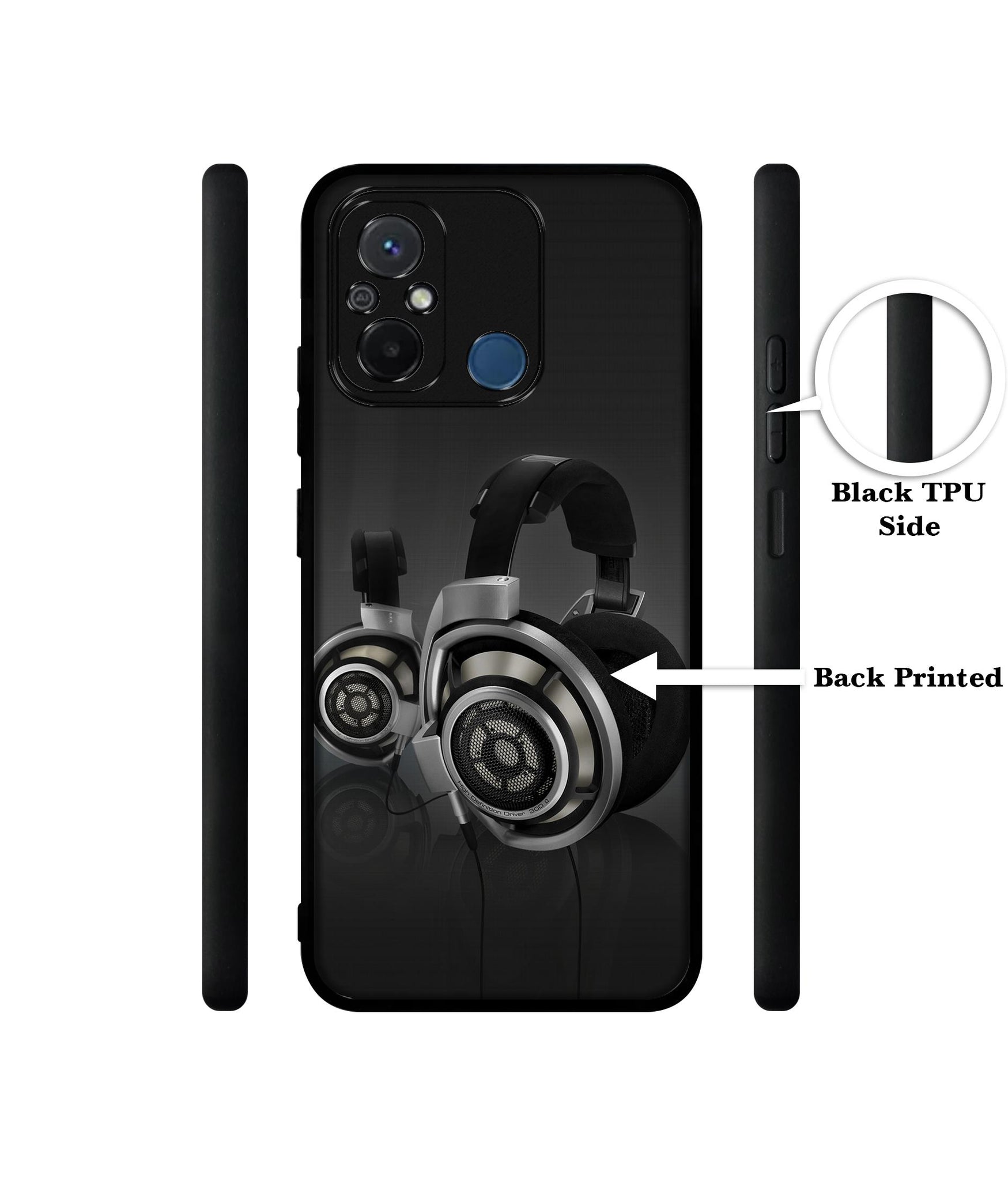Head Phone Design Designer 2D Printed Back Case Cover for Mi Redmi 12C 4G / Poco C55 4G