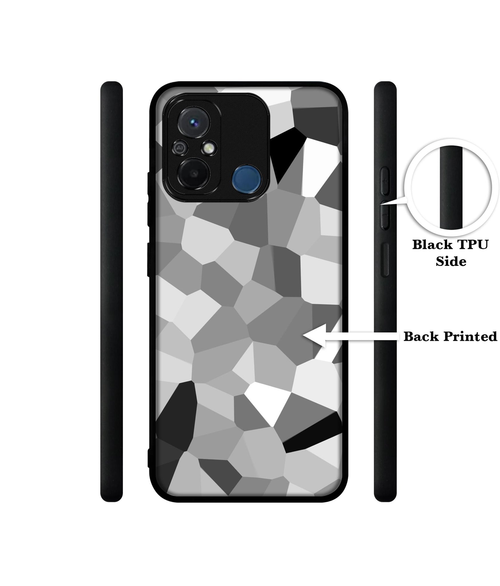 Black & White Mathematical Shape Design Designer 2D Printed Back Case Cover for Mi Redmi 12C 4G / Poco C55 4G