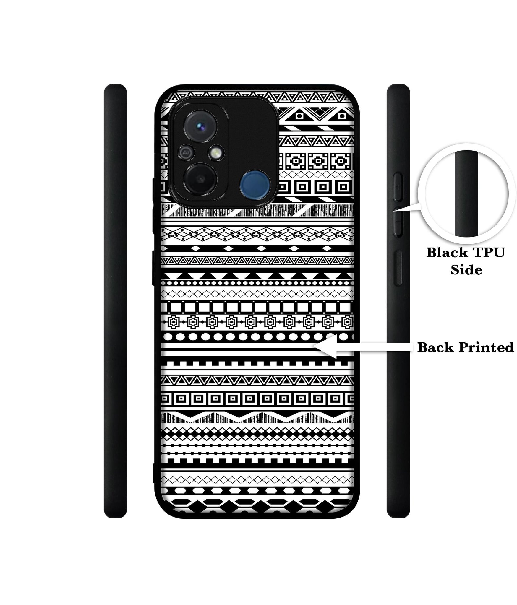 Black & White Patterns Design Designer 2D Printed Back Case Cover for Mi Redmi 12C 4G / Poco C55 4G