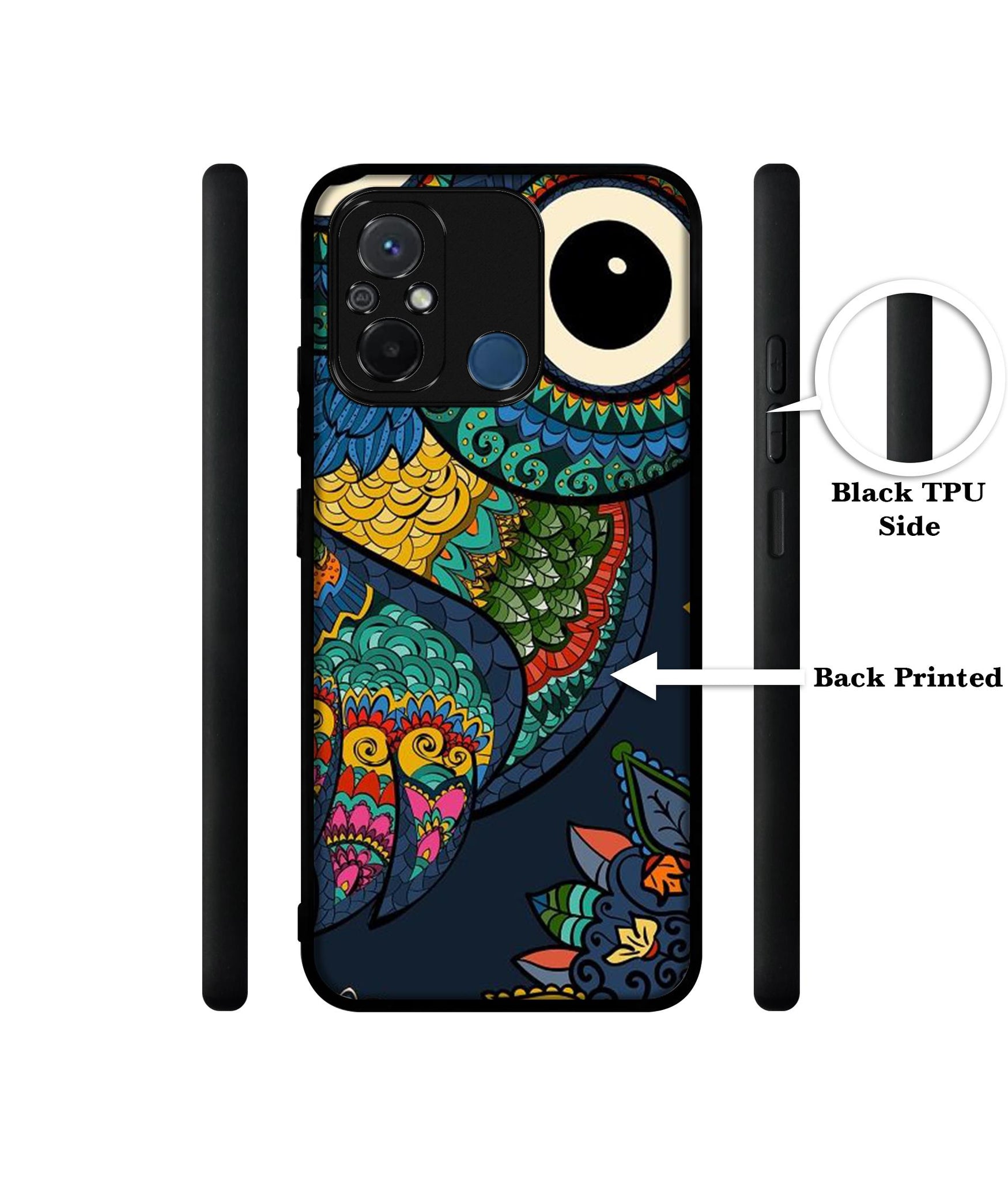 Owl Illustration Design Designer 2D Printed Back Case Cover for Mi Redmi 12C 4G / Poco C55 4G