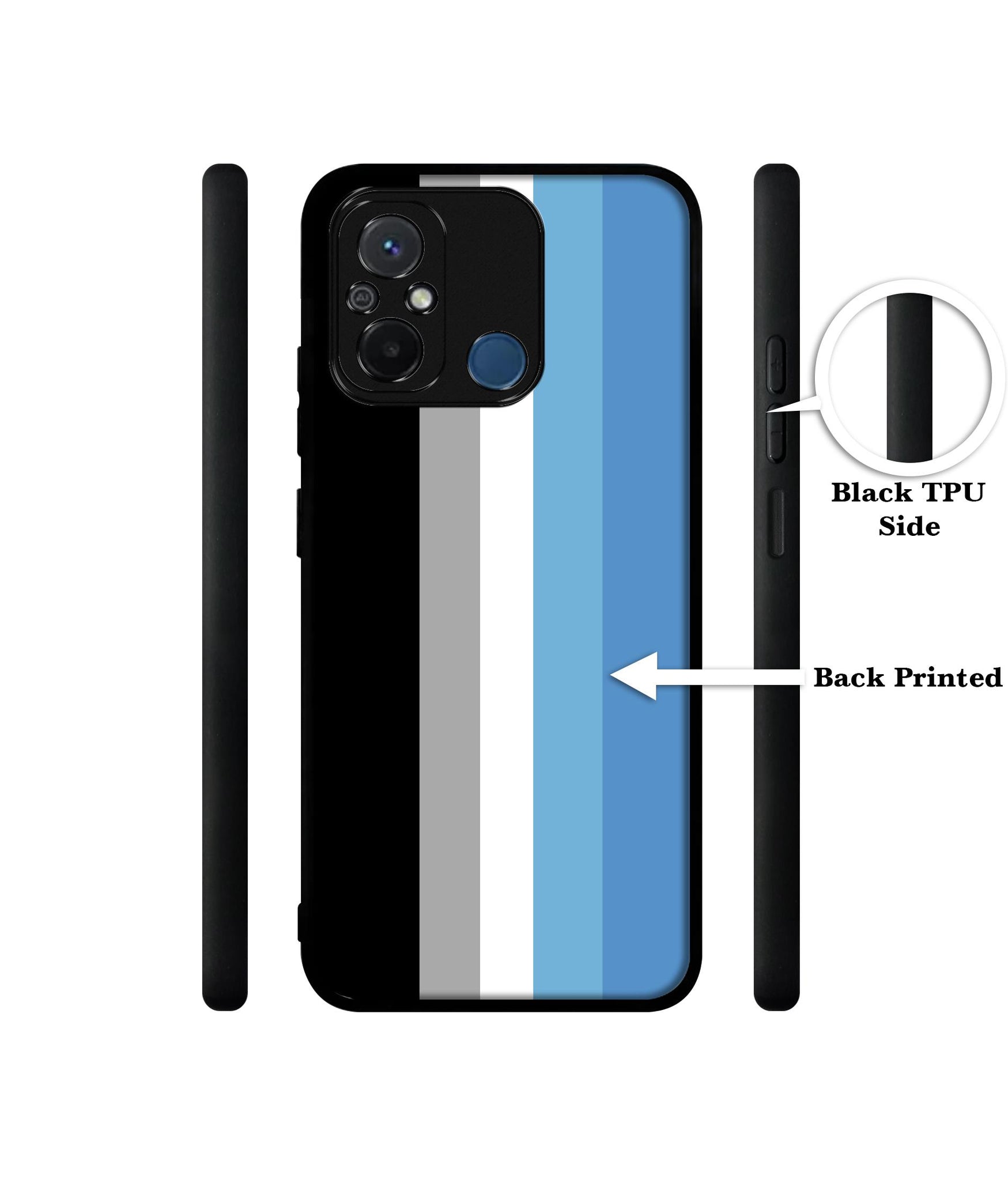 White and Blue Lines Design Designer 2D Printed Back Case Cover for Mi Redmi 12C 4G / Poco C55 4G