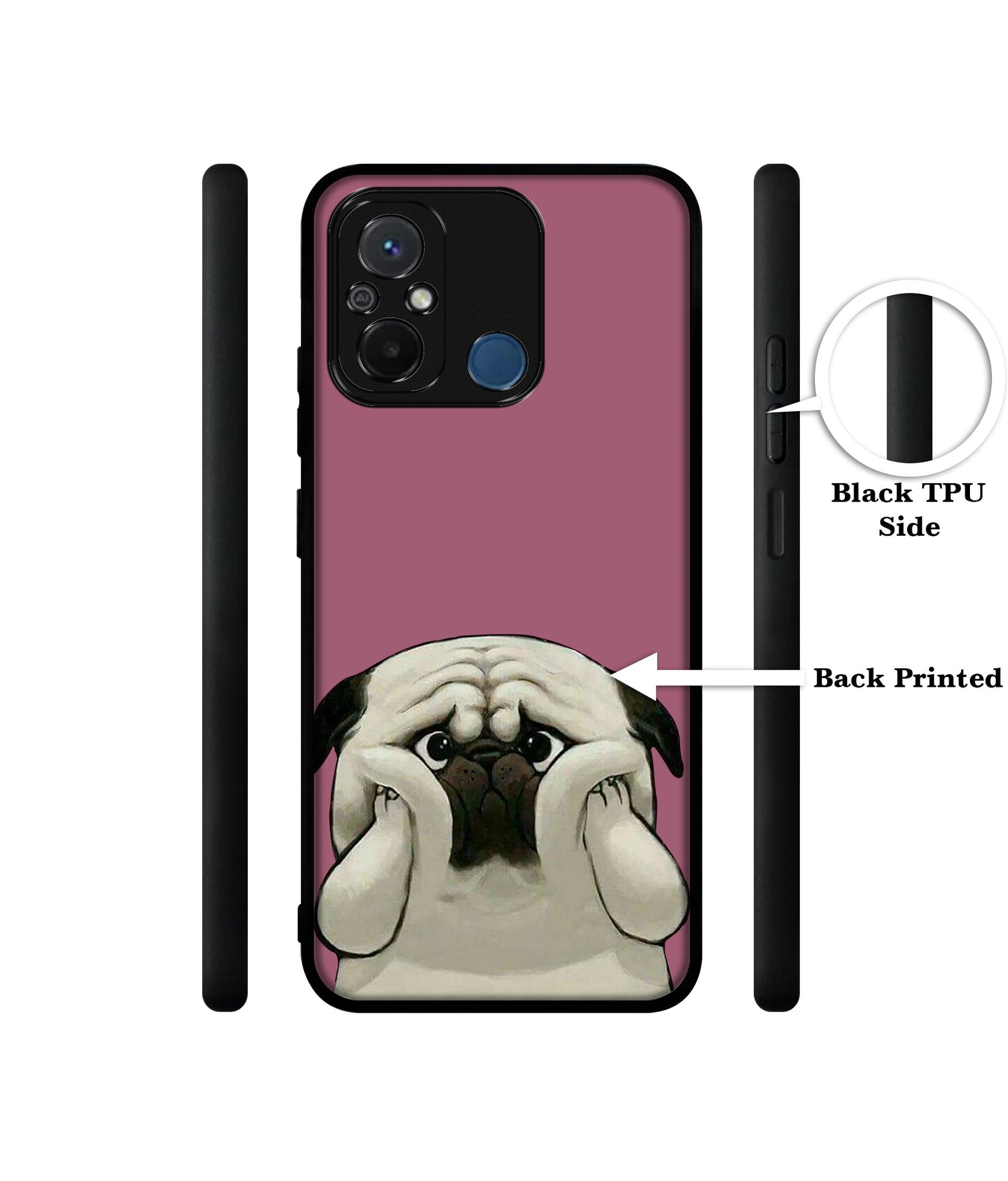 Cute Pug Holding Big Cheeks Design Designer 2D Printed Back Case Cover for Mi Redmi 12C 4G / Poco C55 4G