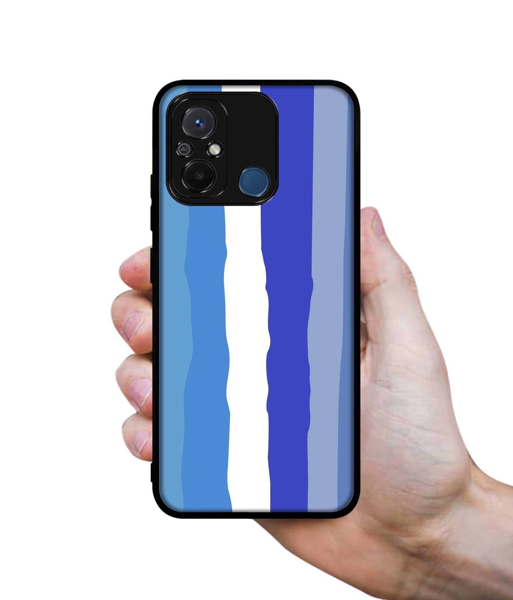 Blue Stripes Rainbow Design Designer 2D Printed Back Case Cover for Mi Redmi 12C 4G / Poco C55 4G