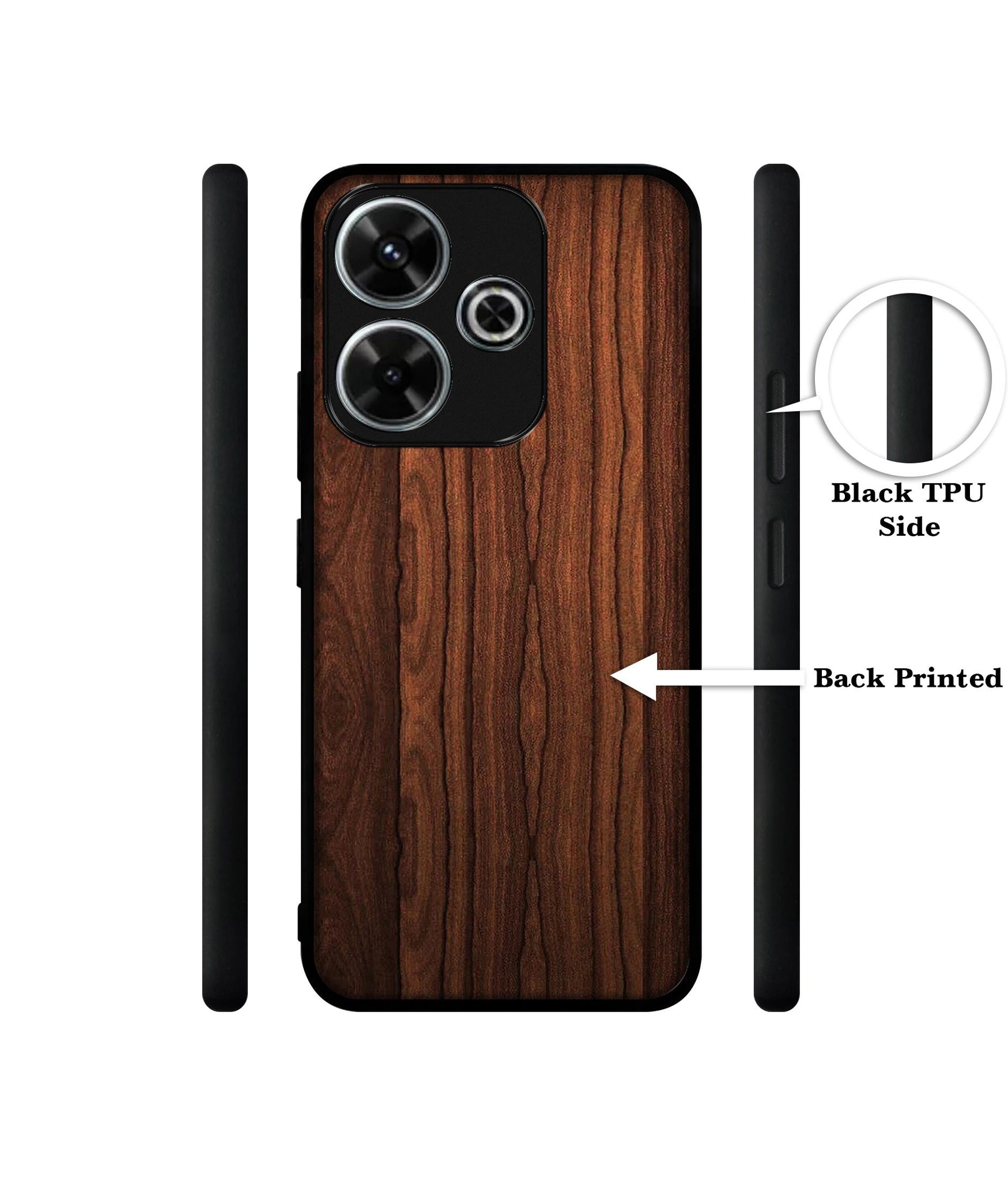 Brown Wooden Texture Design Designer 2D Printed Back Case Cover for Mi Redmi 13 5G / Poco M6 Plus 5G