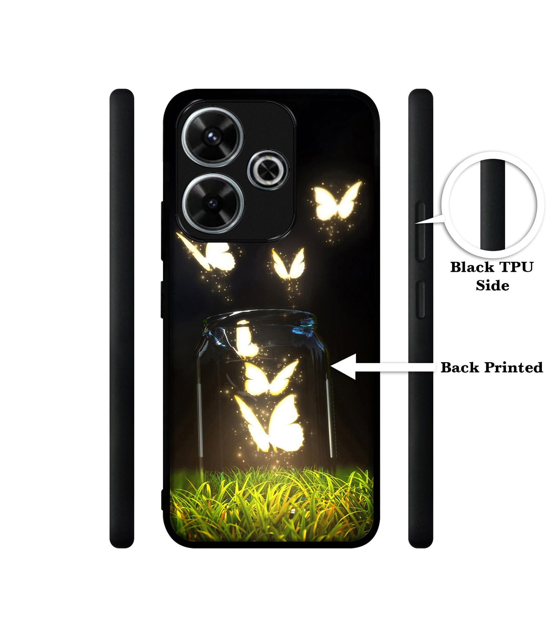 Butterfly Design Designer 2D Printed Back Case Cover for Mi Redmi 13 5G / Poco M6 Plus 5G