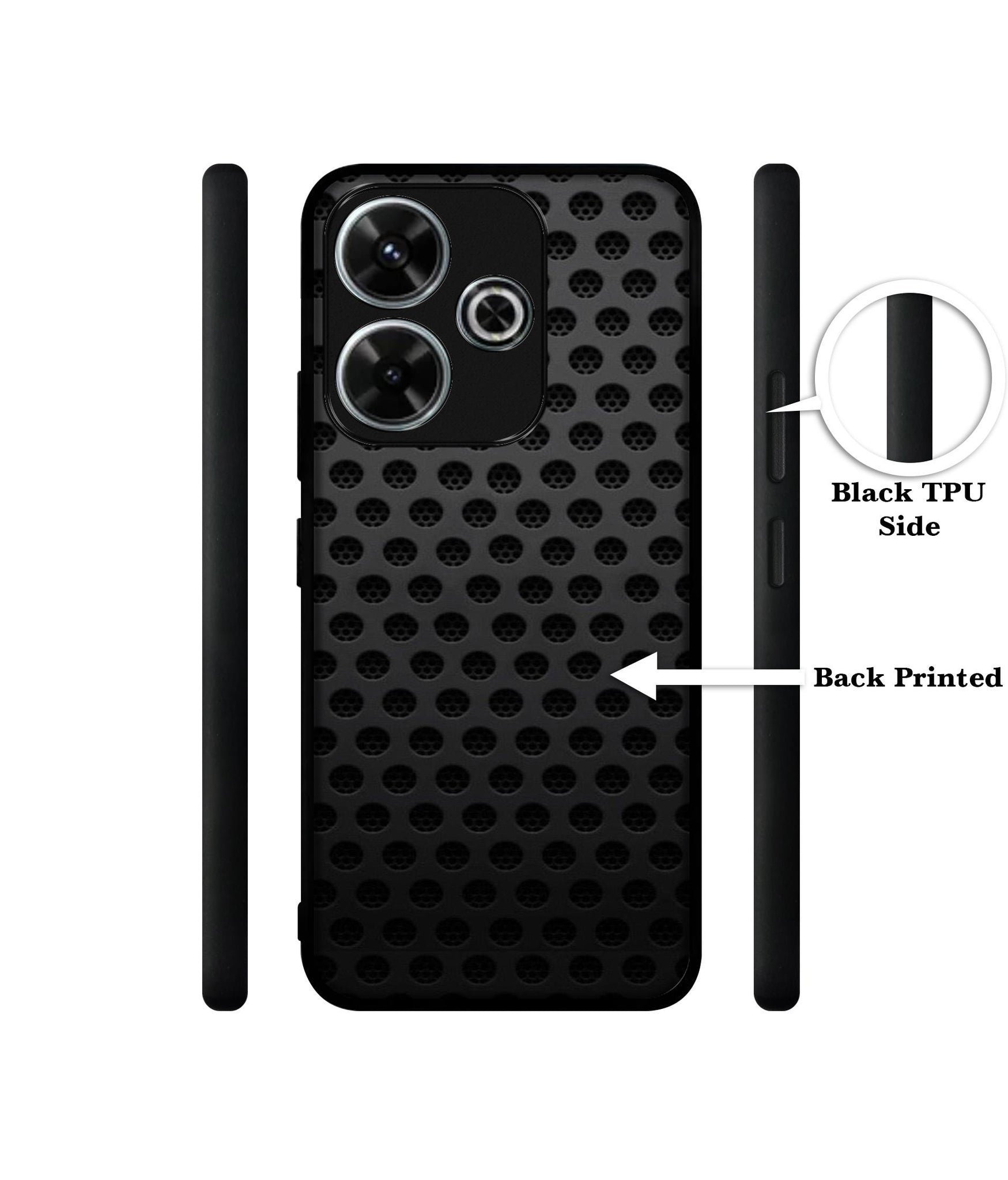 Black Circle Design Designer 2D Printed Back Case Cover for Mi Redmi 13 5G / Poco M6 Plus 5G