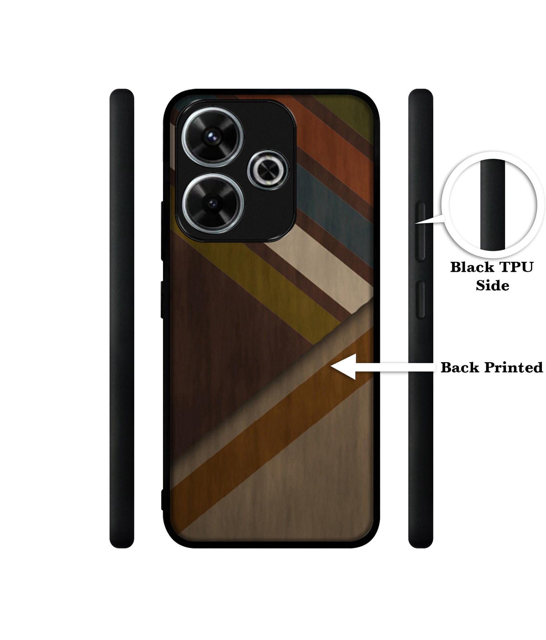 Colorful Wooden Pattern Design Designer 2D Printed Back Case Cover for Mi Redmi 13 5G / Poco M6 Plus 5G