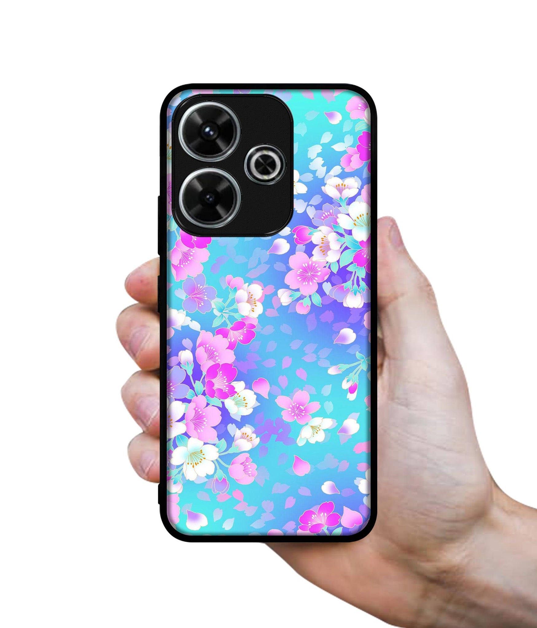 Floral Blue Pattern Design Designer 2D Printed Back Case Cover for Mi Redmi 13 5G / Poco M6 Plus 5G