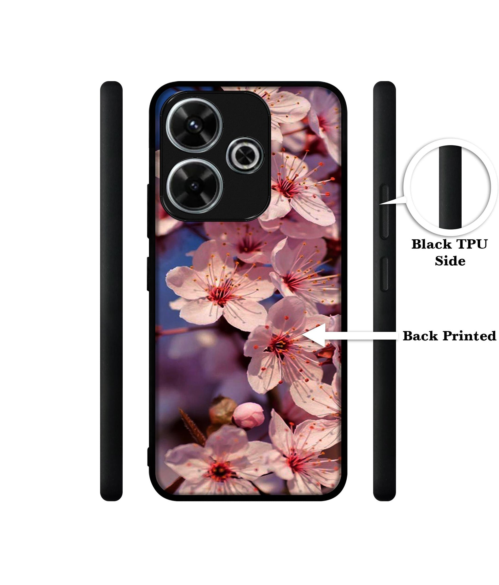 Pink Flowers Pattern Design Designer 2D Printed Back Case Cover for Mi Redmi 13 5G / Poco M6 Plus 5G