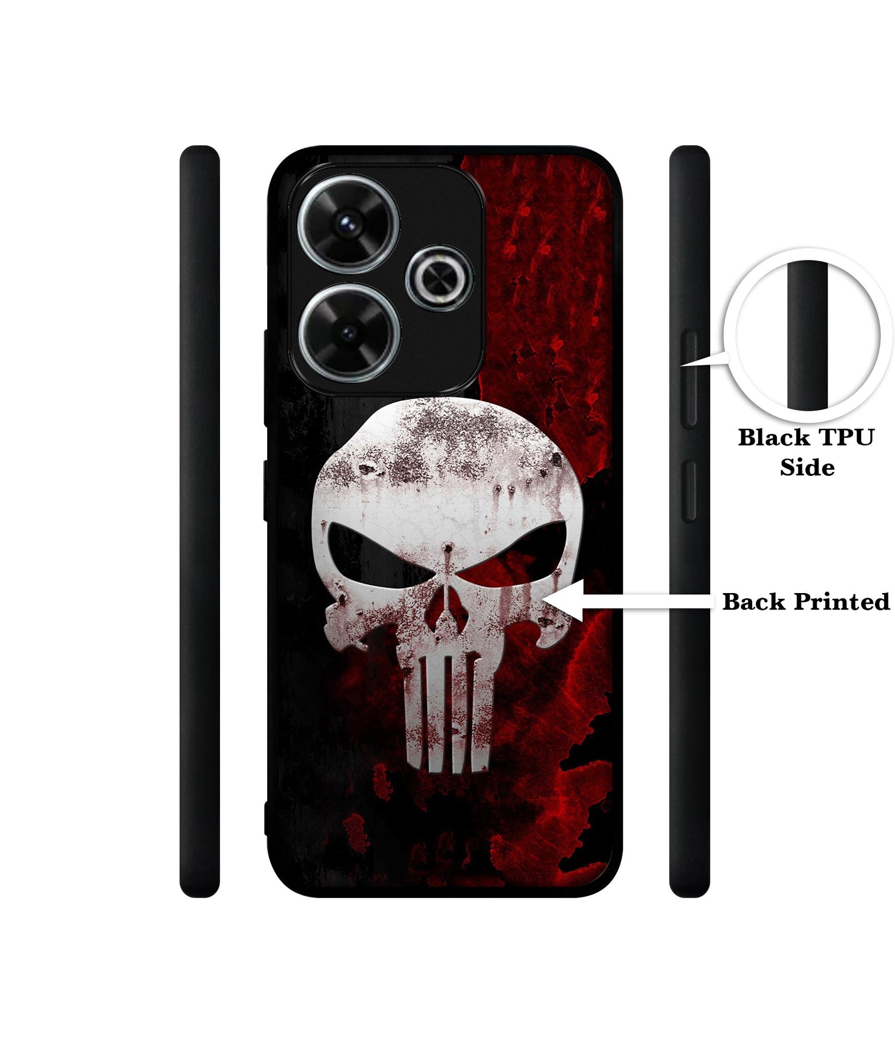 Punisher Skull Design Designer 2D Printed Back Case Cover for Mi Redmi 13 5G / Poco M6 Plus 5G