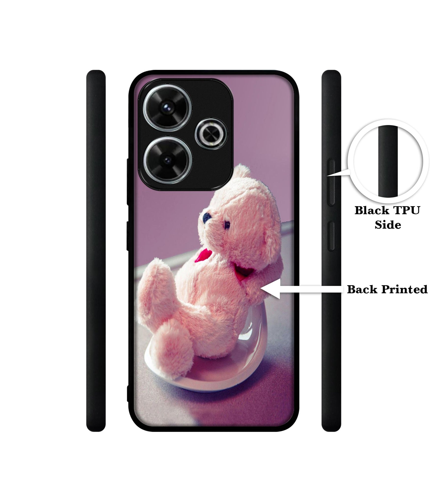 Cute Teddy Bear Design Designer 2D Printed Back Case Cover for Mi Redmi 13 5G / Poco M6 Plus 5G