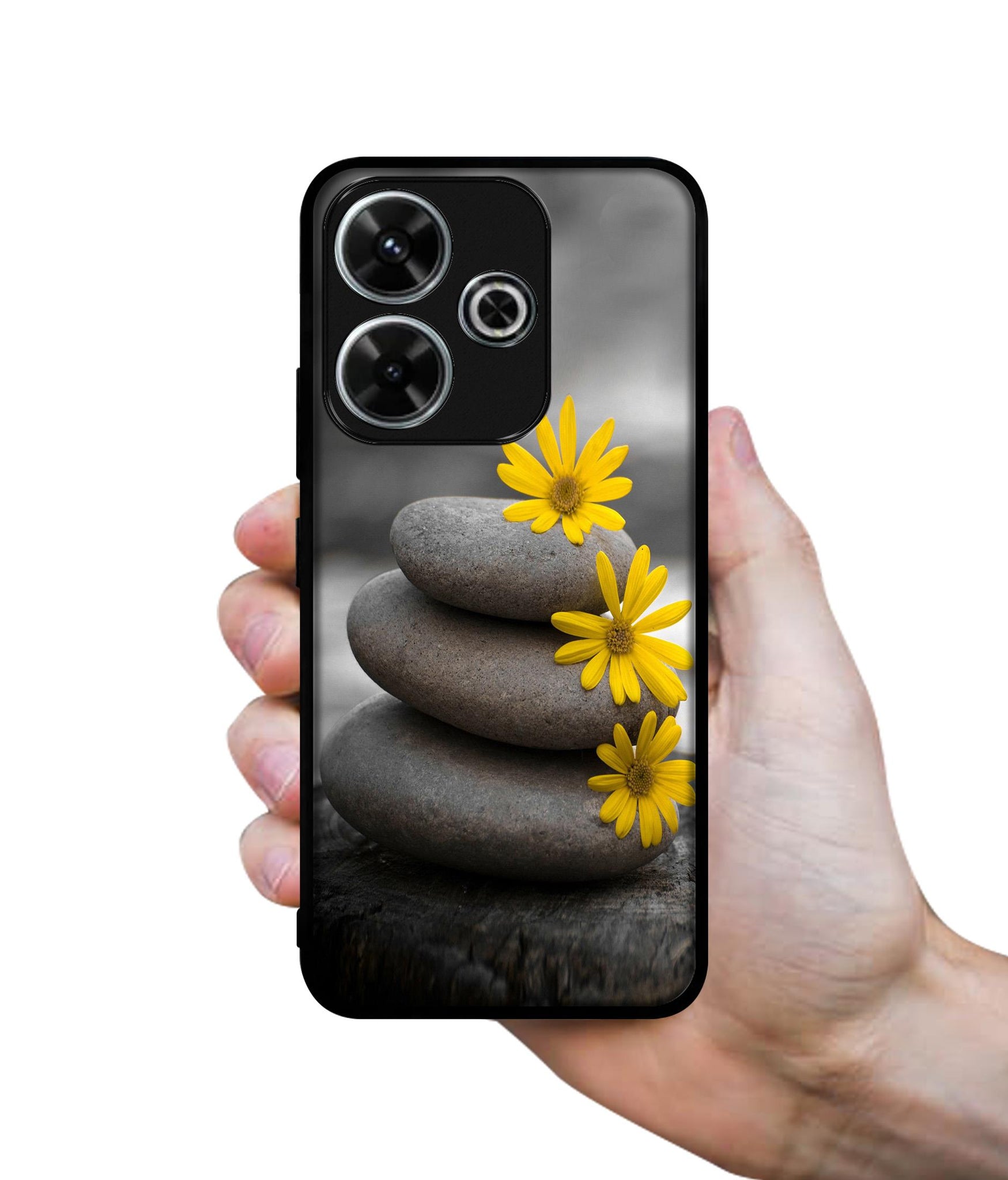 Stones And Flower Design Designer 2D Printed Back Case Cover for Mi Redmi 13 5G / Poco M6 Plus 5G