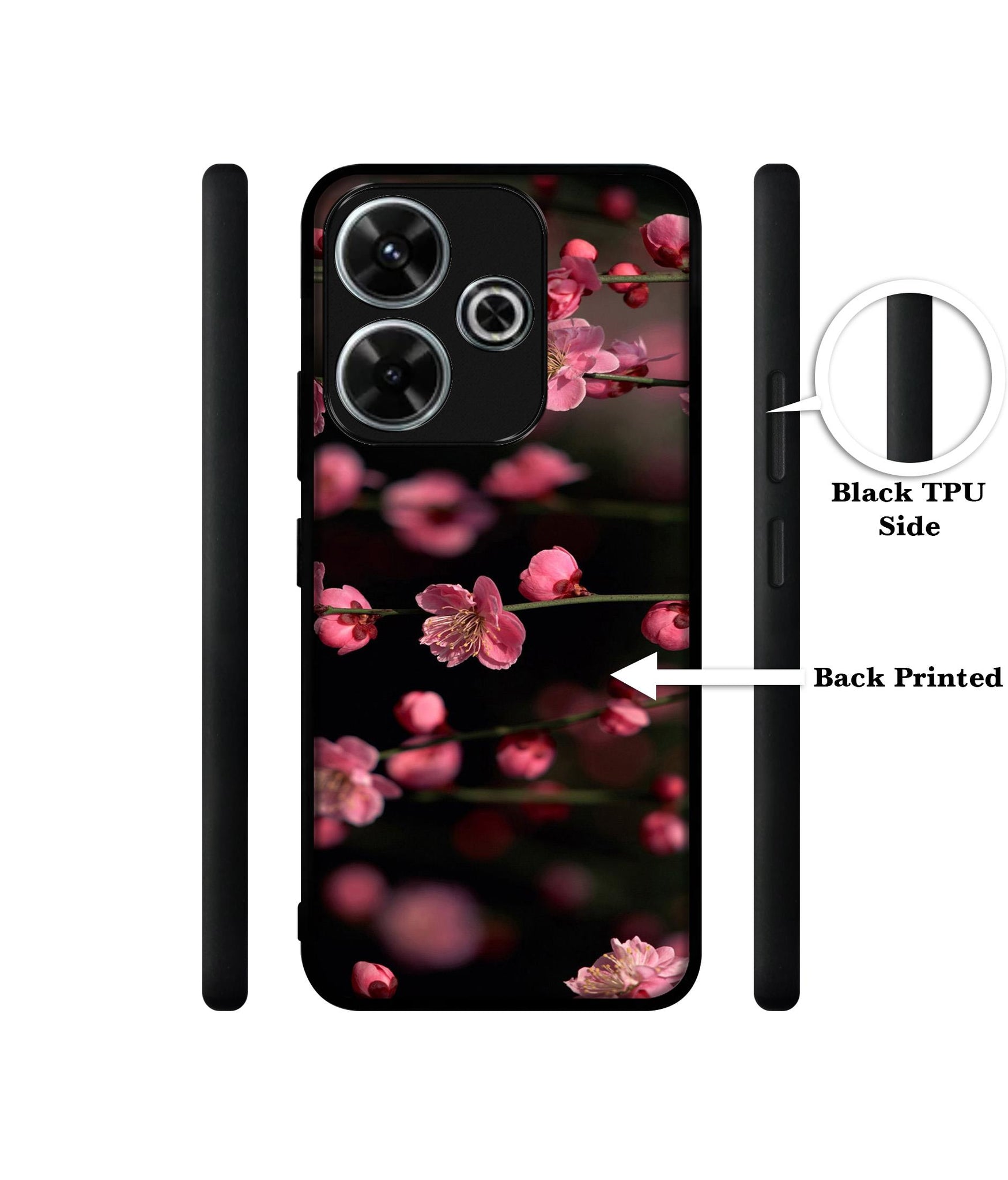 Pink Flowers Design Designer 2D Printed Back Case Cover for Mi Redmi 13 5G / Poco M6 Plus 5G