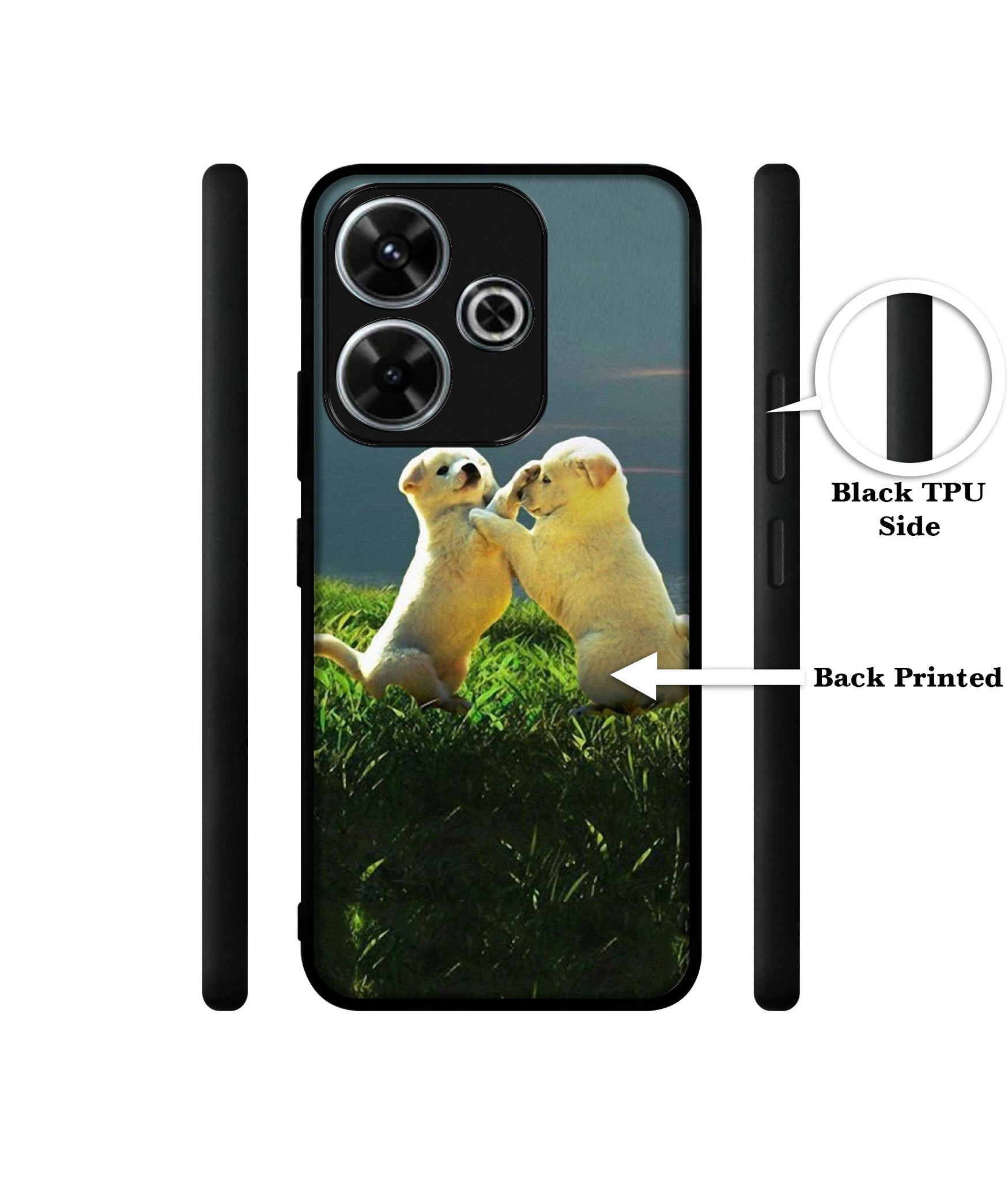 Puppy Couple Sunset Design Designer 2D Printed Back Case Cover for Mi Redmi 13 5G / Poco M6 Plus 5G