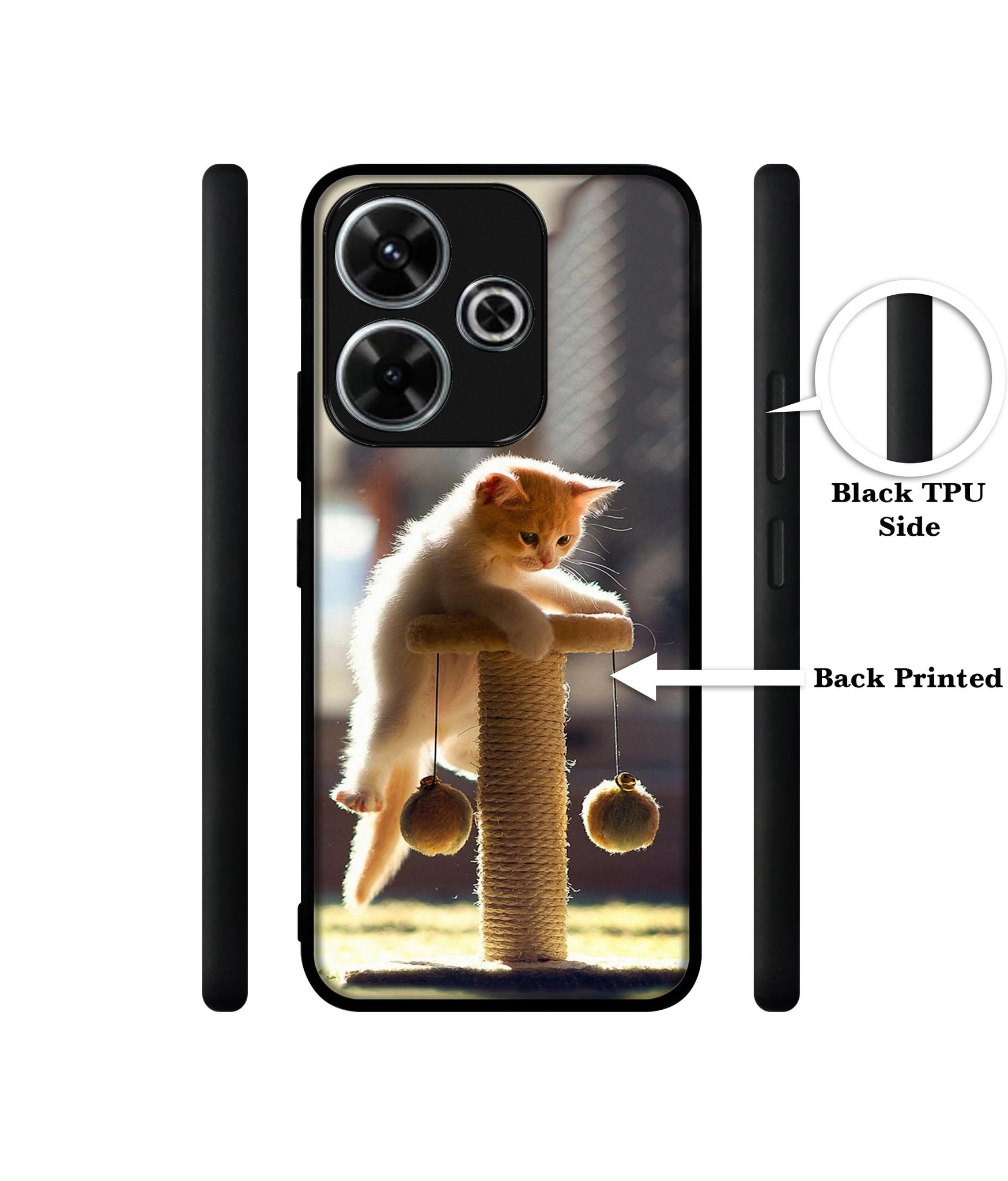 Cat Climbing Design Designer 2D Printed Back Case Cover for Mi Redmi 13 5G / Poco M6 Plus 5G