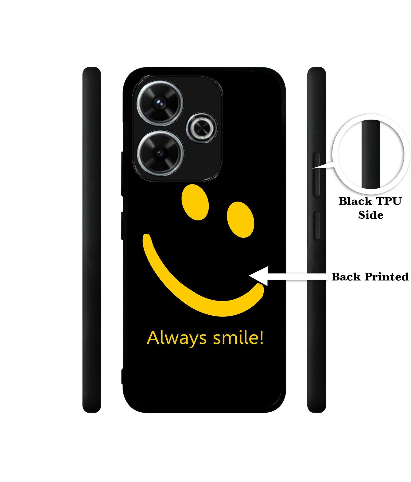 Always Smile Quote Design Designer 2D Printed Back Case Cover for Mi Redmi 13 5G / Poco M6 Plus 5G