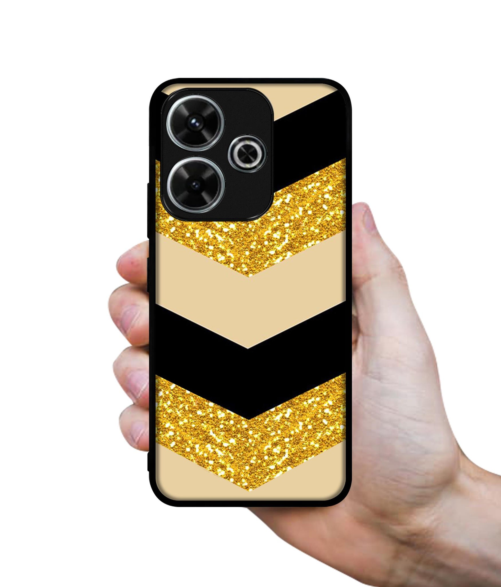 Black & Gold Design Designer 2D Printed Back Case Cover for Mi Redmi 13 5G / Poco M6 Plus 5G