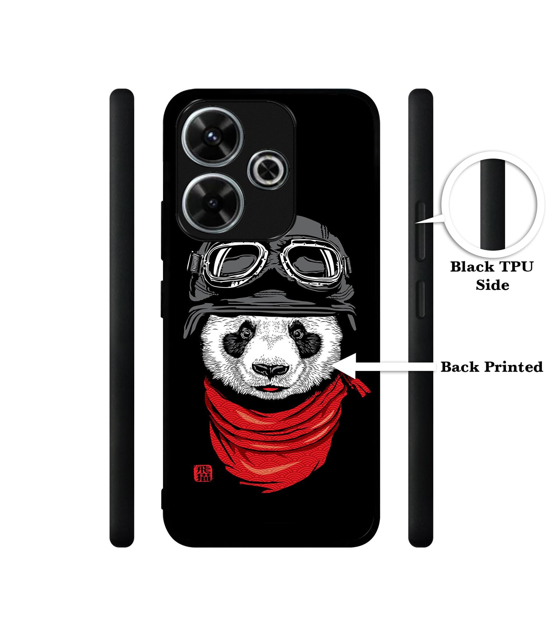 Biker Panda Design Designer 2D Printed Back Case Cover for Mi Redmi 13 5G / Poco M6 Plus 5G