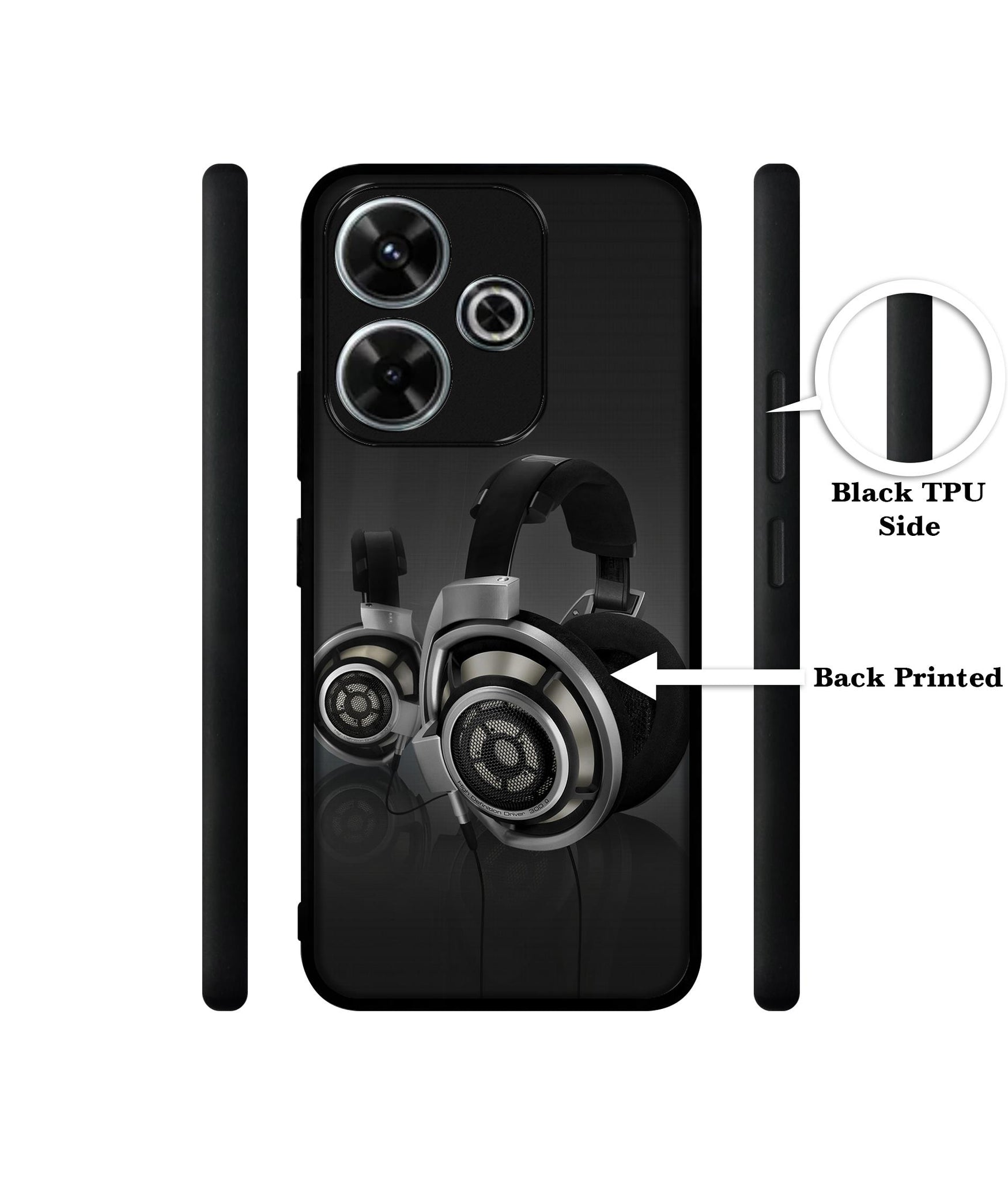 Head Phone Design Designer 2D Printed Back Case Cover for Mi Redmi 13 5G / Poco M6 Plus 5G