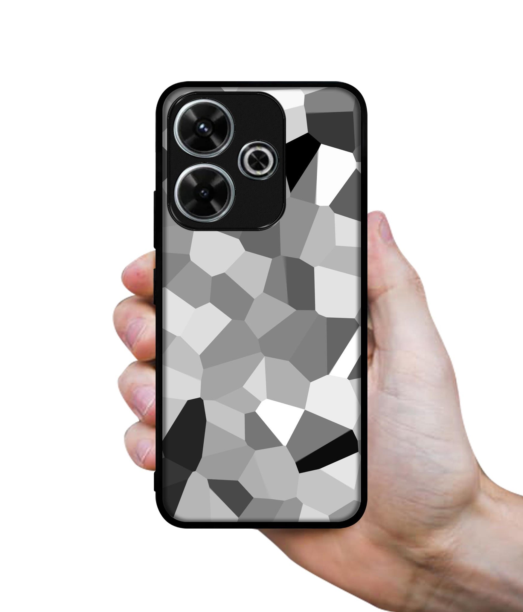 Black & White Mathematical Shape Design Designer 2D Printed Back Case Cover for Mi Redmi 13 5G / Poco M6 Plus 5G