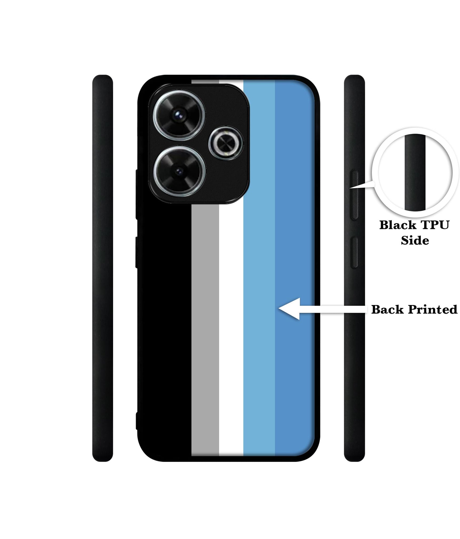 White and Blue Lines Design Designer 2D Printed Back Case Cover for Mi Redmi 13 5G / Poco M6 Plus 5G
