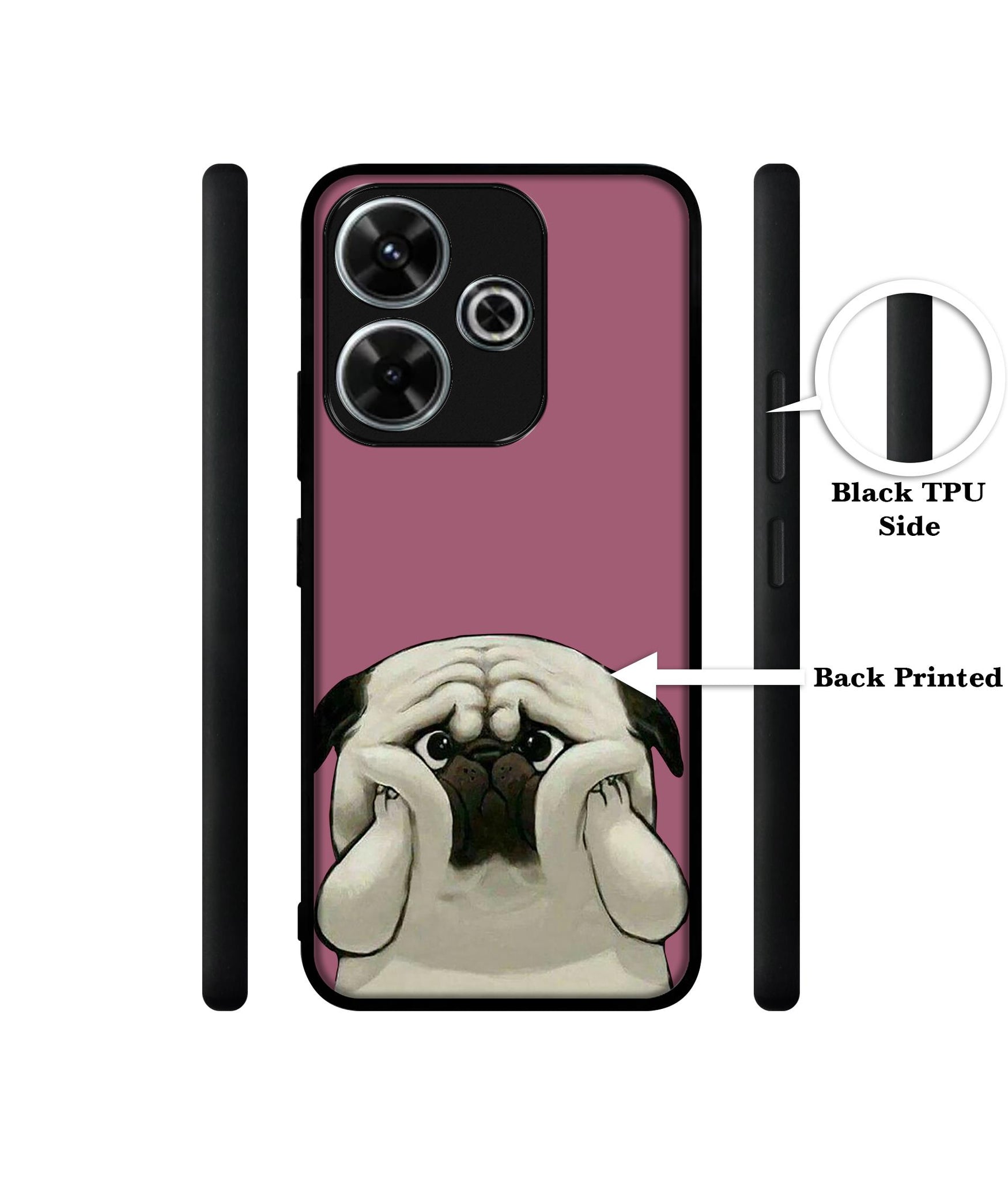 Cute Pug Holding Big Cheeks Design Designer 2D Printed Back Case Cover for Mi Redmi 13 5G / Poco M6 Plus 5G