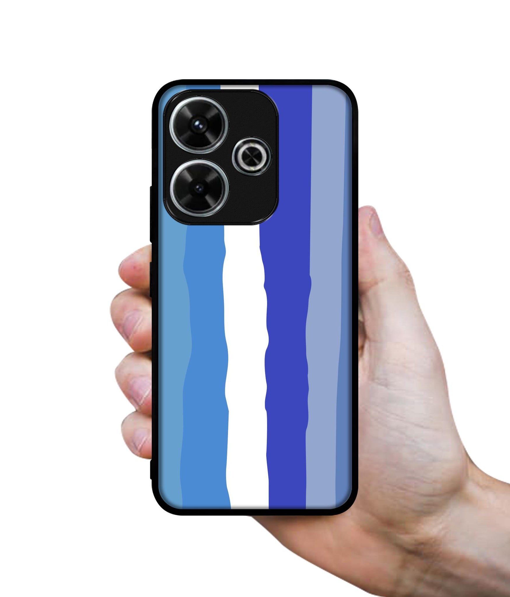Blue Stripes Rainbow Design Designer 2D Printed Back Case Cover for Mi Redmi 13 5G / Poco M6 Plus 5G