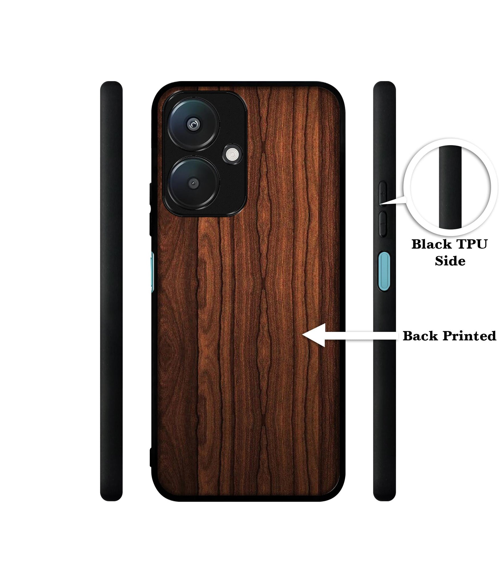 Brown Wooden Texture Design Designer 2D Printed Back Case Cover for Mi Redmi 13C 5G / Poco M6 5G