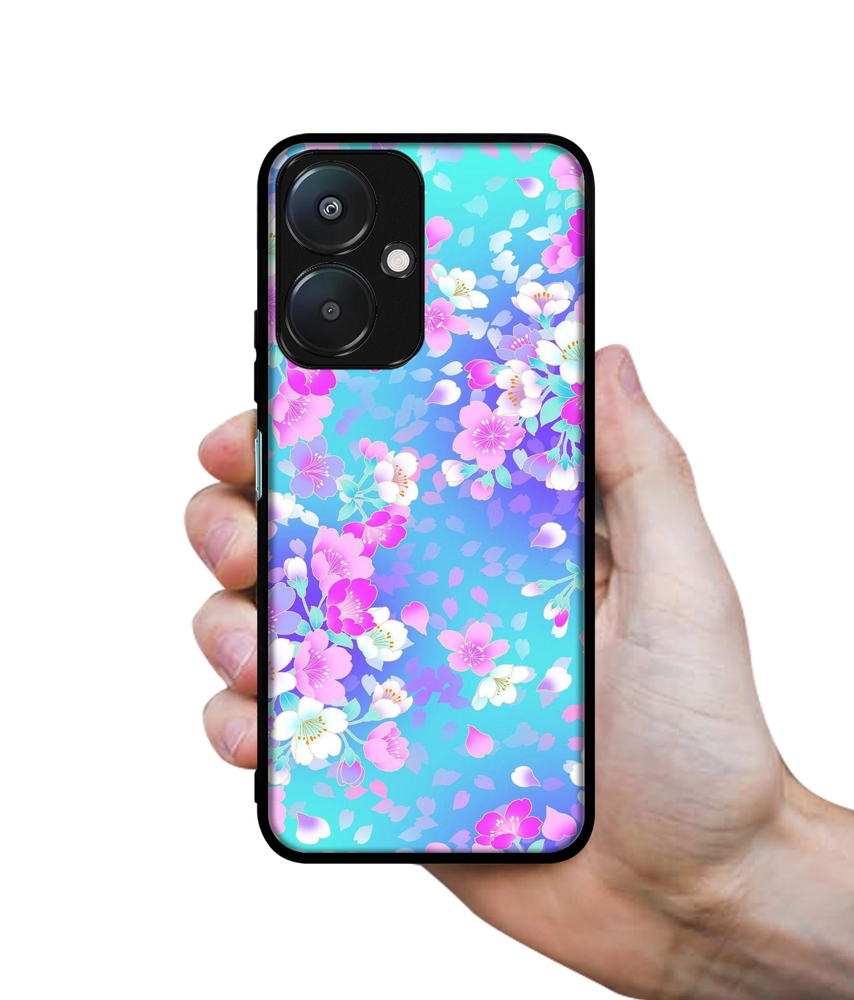 Floral Blue Pattern Design Designer 2D Printed Back Case Cover for Mi Redmi 13C 5G / Poco M6 5G
