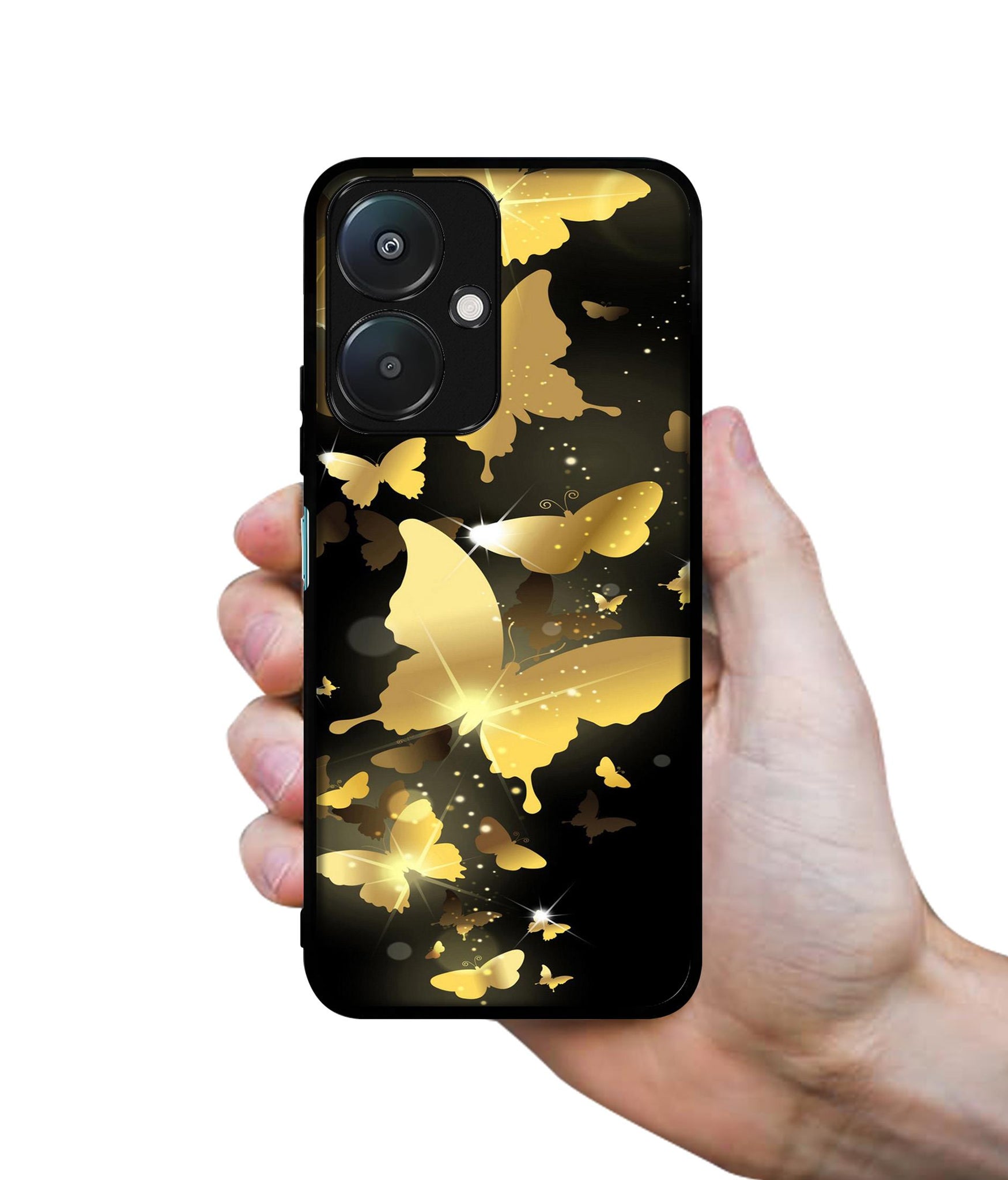 Golden Butterfly Pattern Design Designer 2D Printed Back Case Cover for Mi Redmi 13C 5G / Poco M6 5G