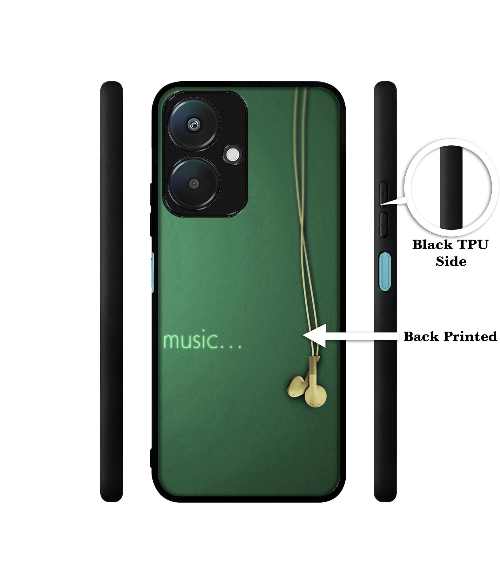 Headphone Music Design Designer 2D Printed Back Case Cover for Mi Redmi 13C 5G / Poco M6 5G